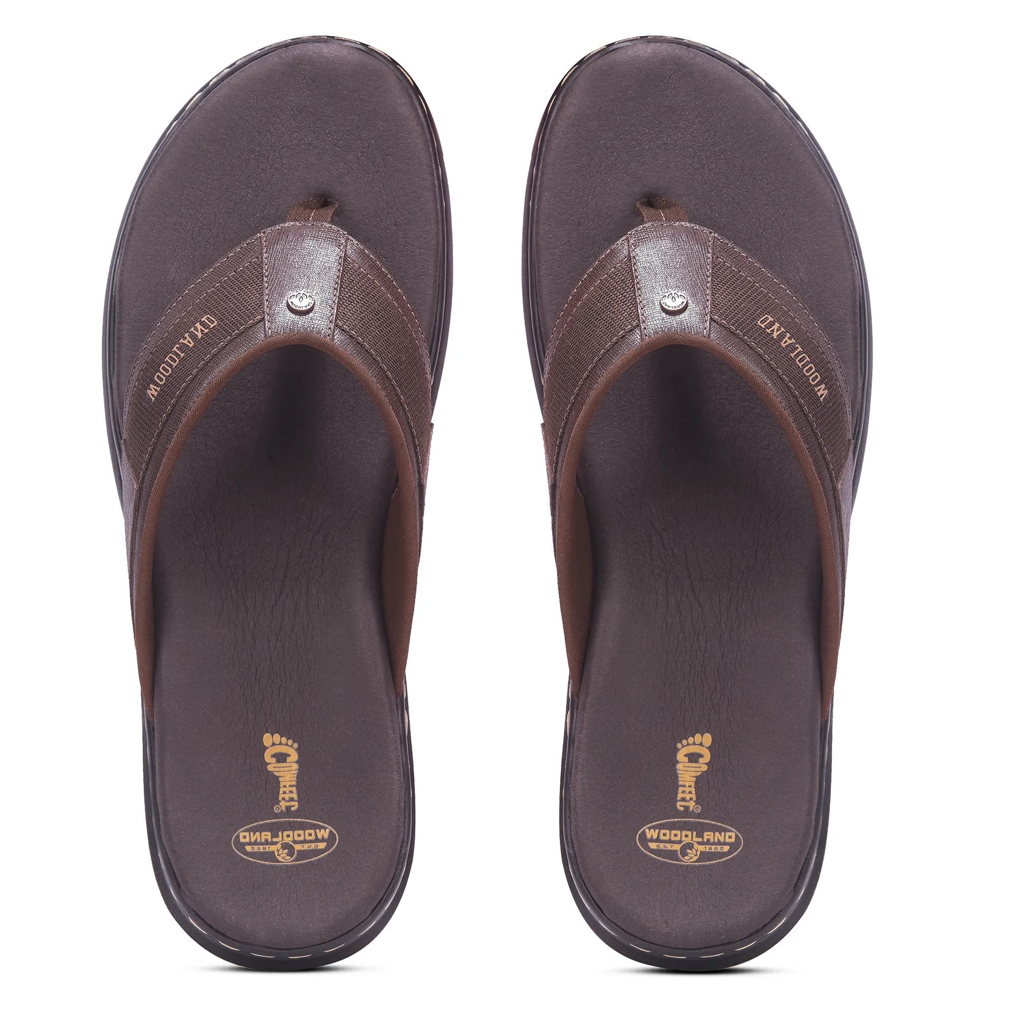 Woodland Men’S Brown Leather Relaxed Wear Slippers - Thumbnail 4