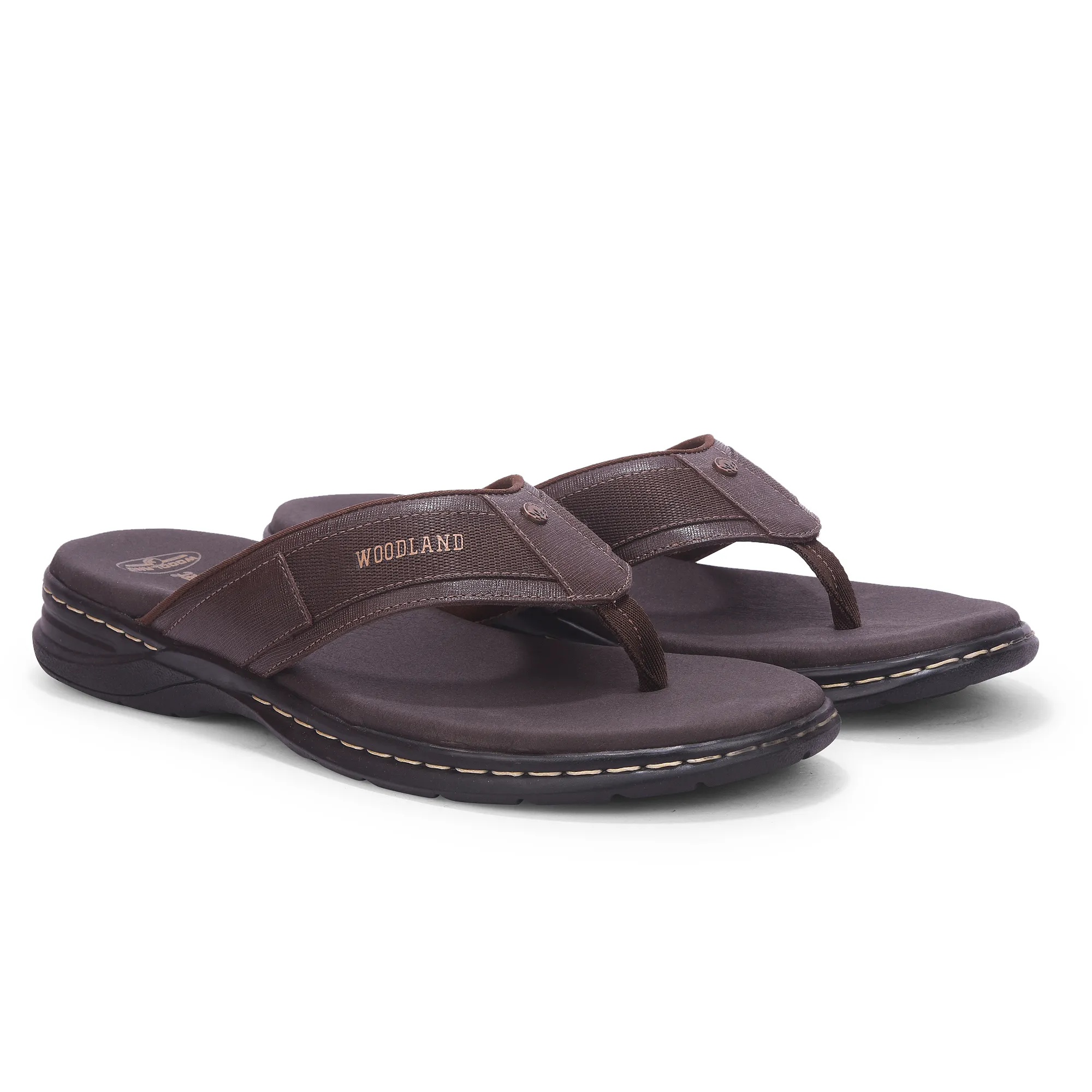 Woodland Men’S Brown Leather Relaxed Wear Slippers - Thumbnail 7