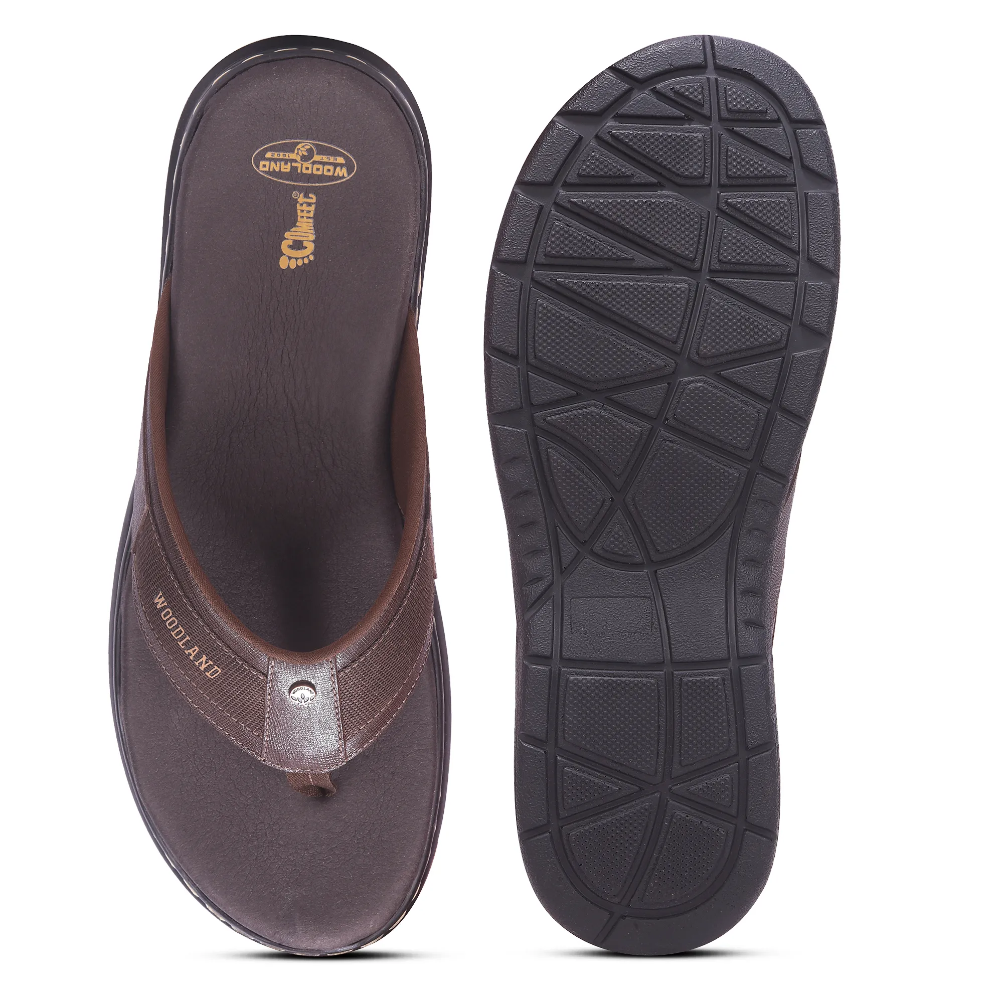 Woodland Men’S Brown Leather Relaxed Wear Slippers - Thumbnail 8