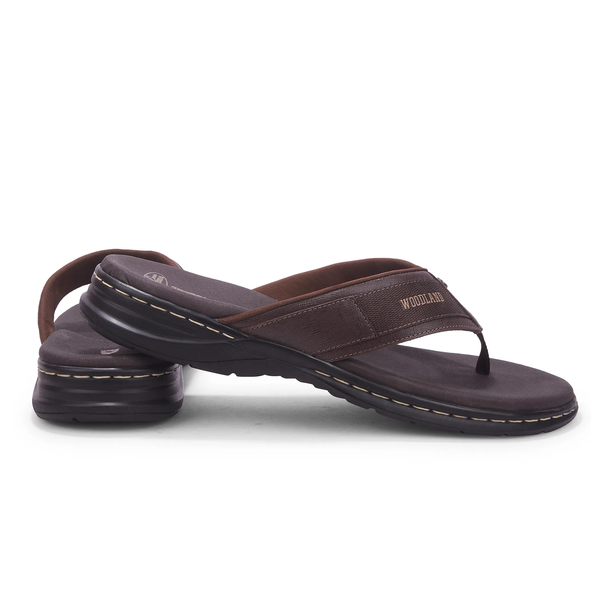 Woodland Men’S Brown Leather Relaxed Wear Slippers - Thumbnail 9
