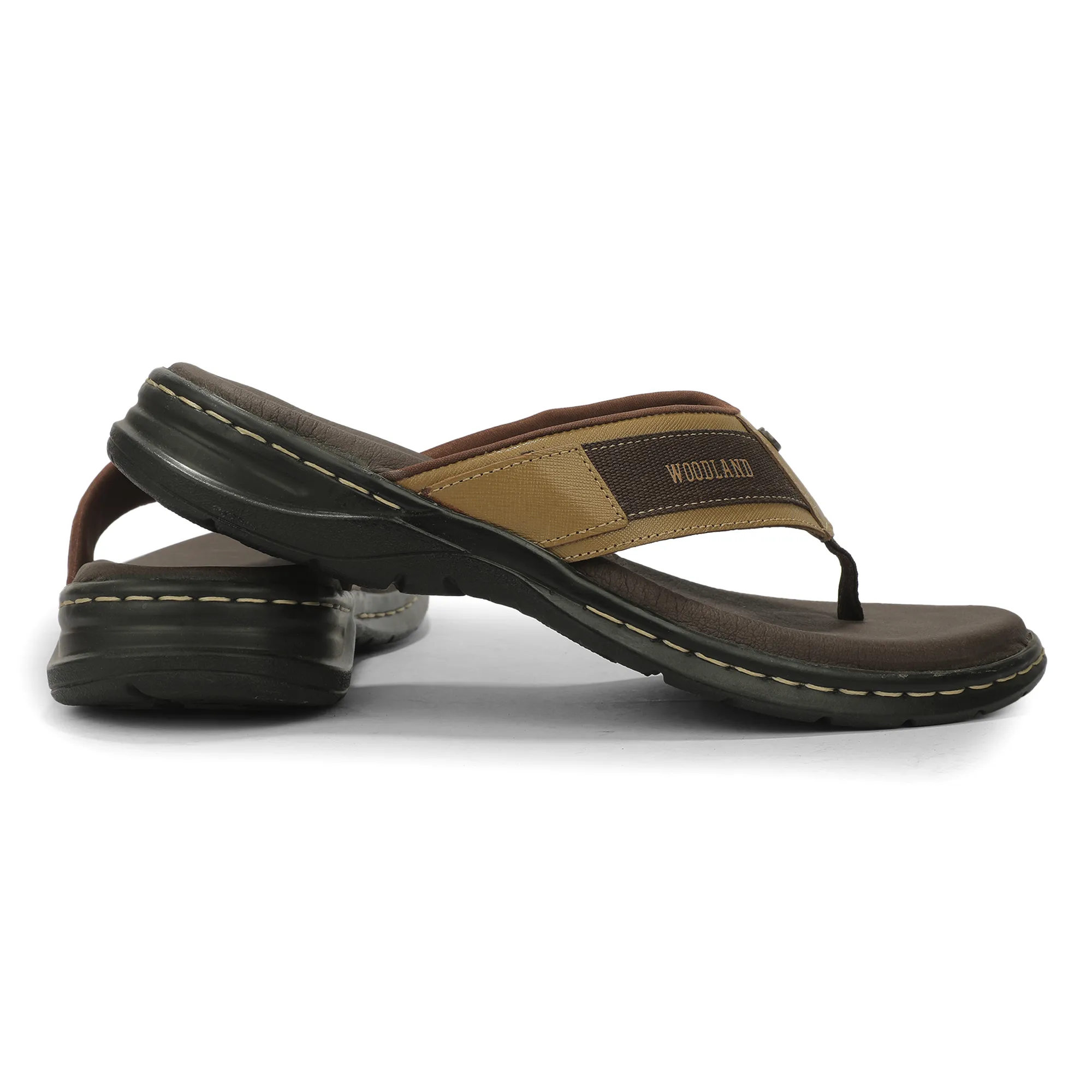 Woodland Men'S Camel Leather Relaxed Wear Slippers 11