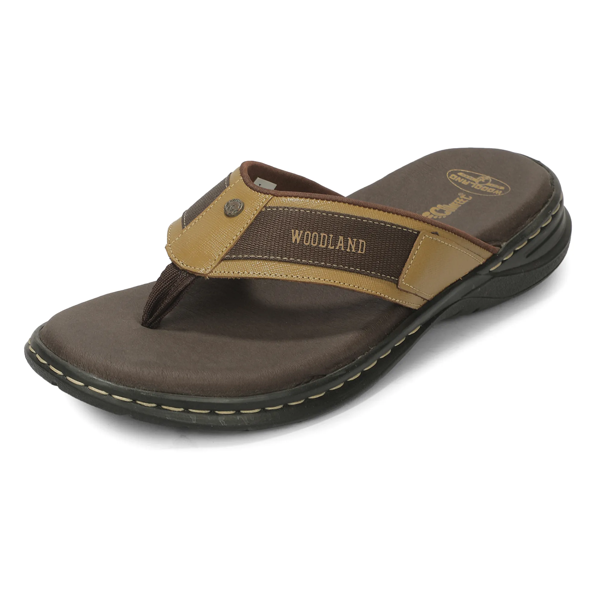 Woodland Men'S Camel Leather Relaxed Wear Slippers 12