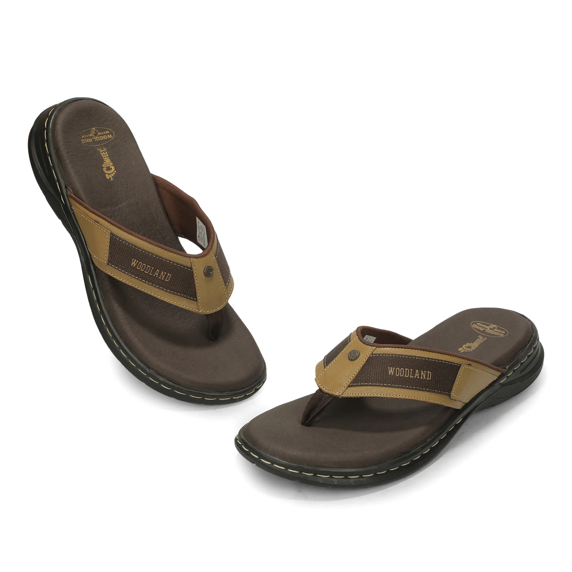 Woodland Men'S Camel Leather Relaxed Wear Slippers 16