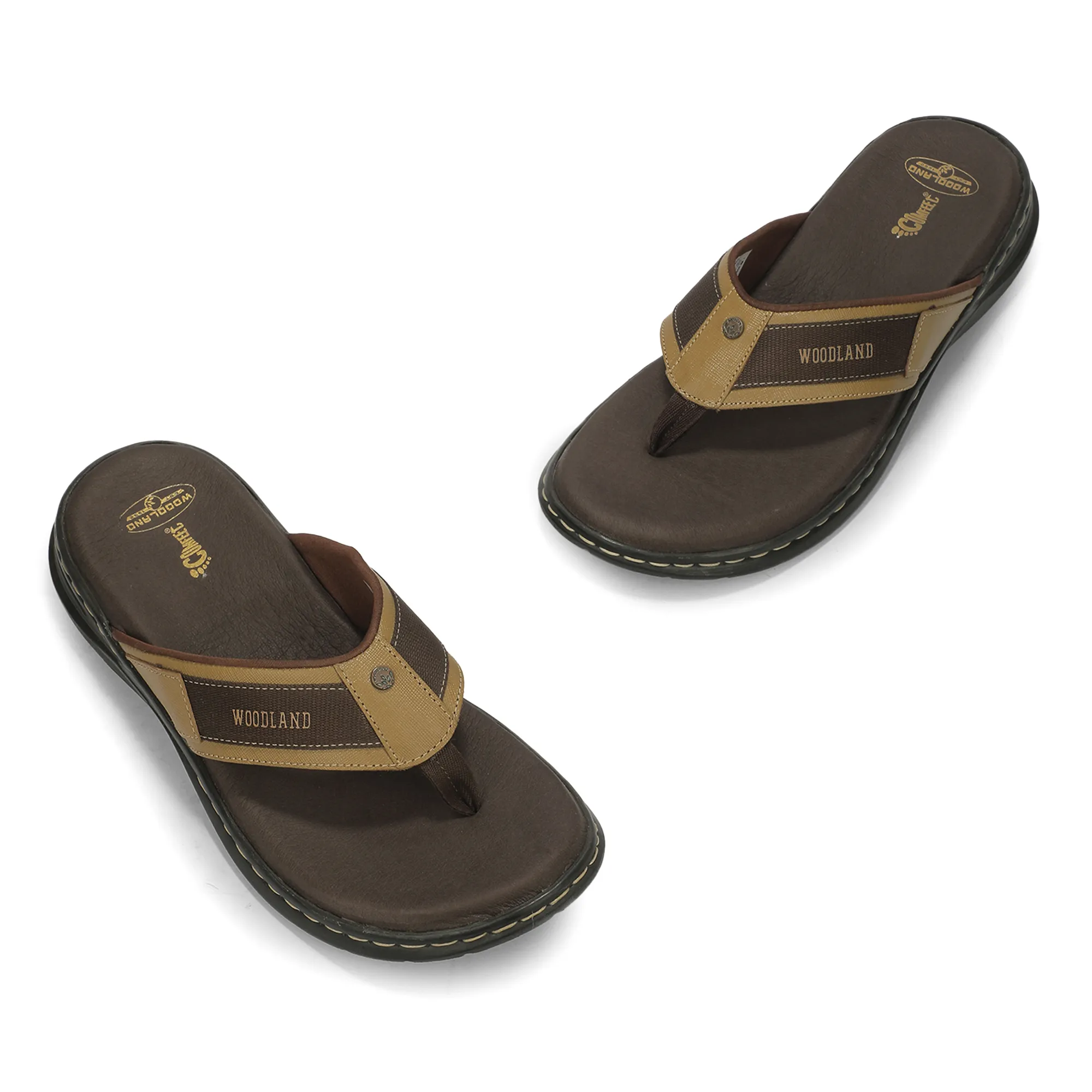 Woodland Men'S Camel Leather Relaxed Wear Slippers 3