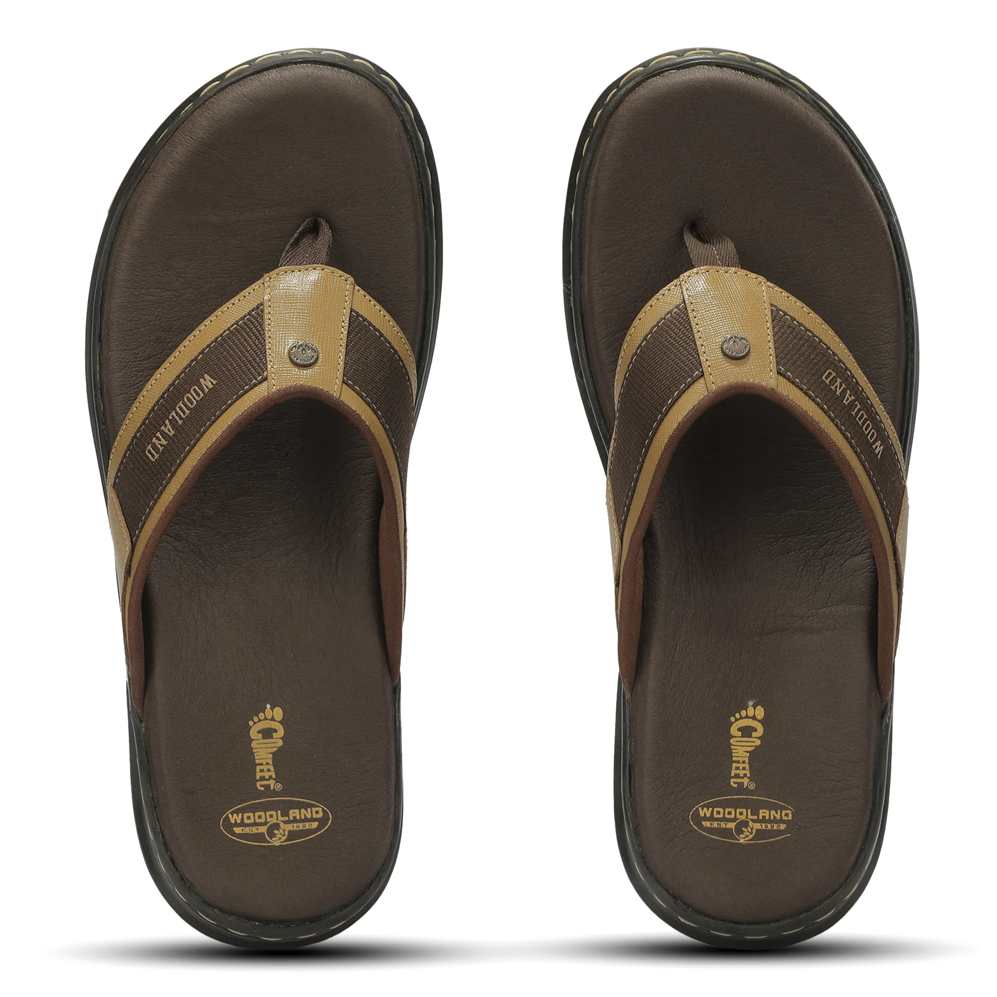 Woodland Men'S Camel Leather Relaxed Wear Slippers 6