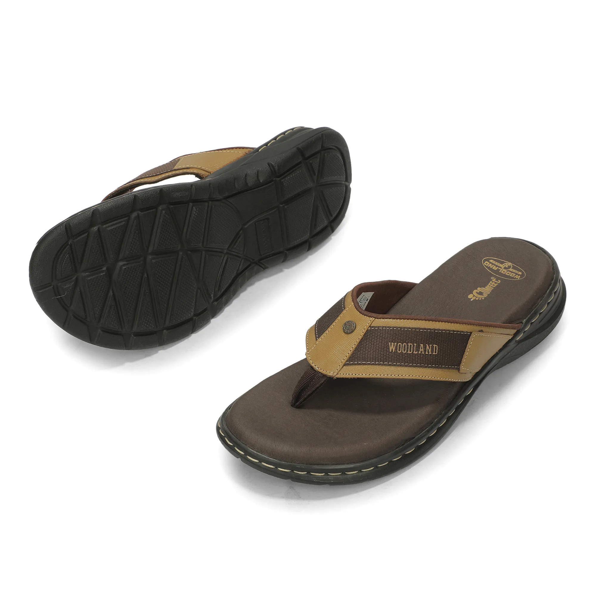 Woodland Men'S Camel Leather Relaxed Wear Slippers 7
