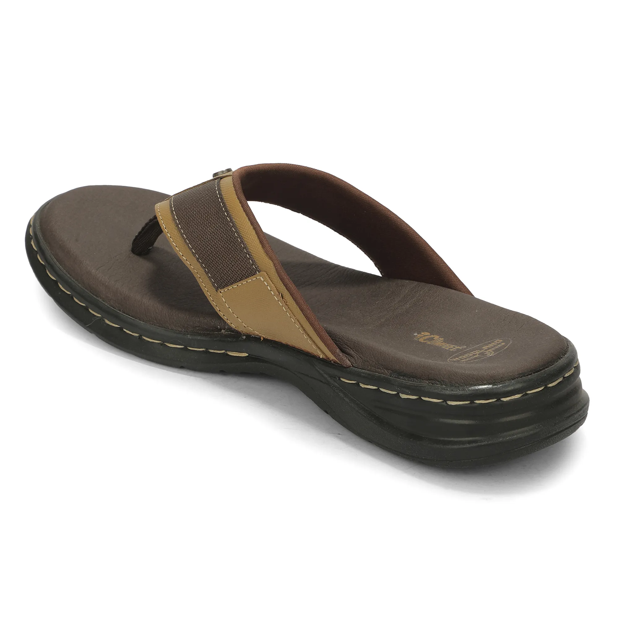 Woodland Men'S Camel Leather Relaxed Wear Slippers 8