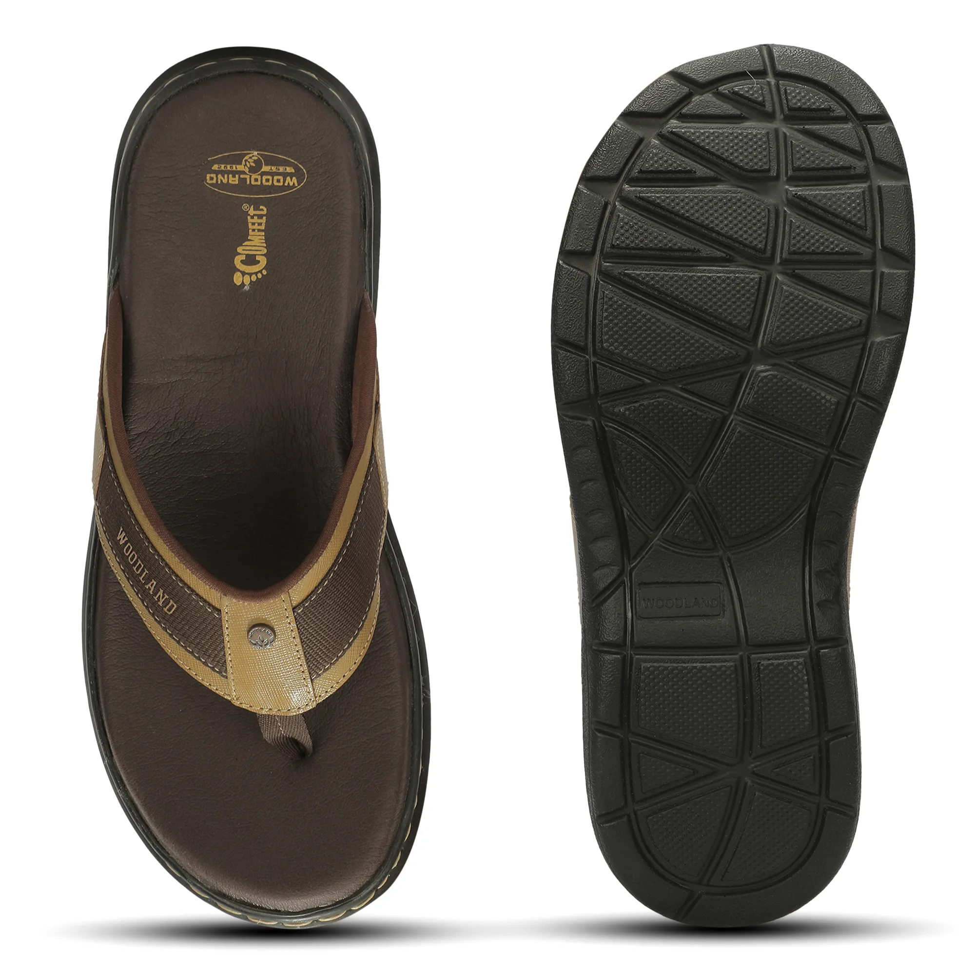 Woodland Men'S Camel Leather Relaxed Wear Slippers 10