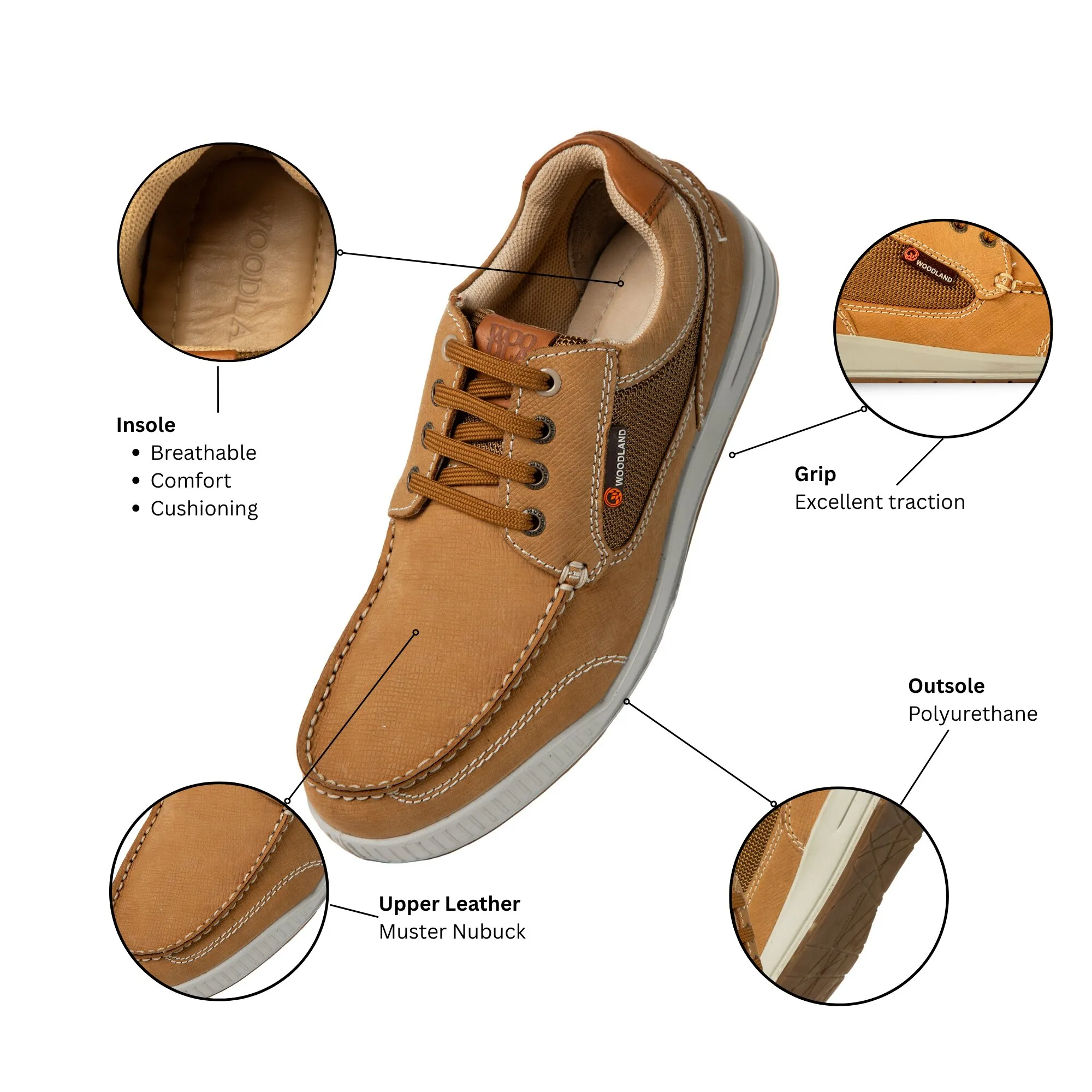Men Camel Muster Nubuk Casual Lace-Up Shoes - Thumbnail 11
