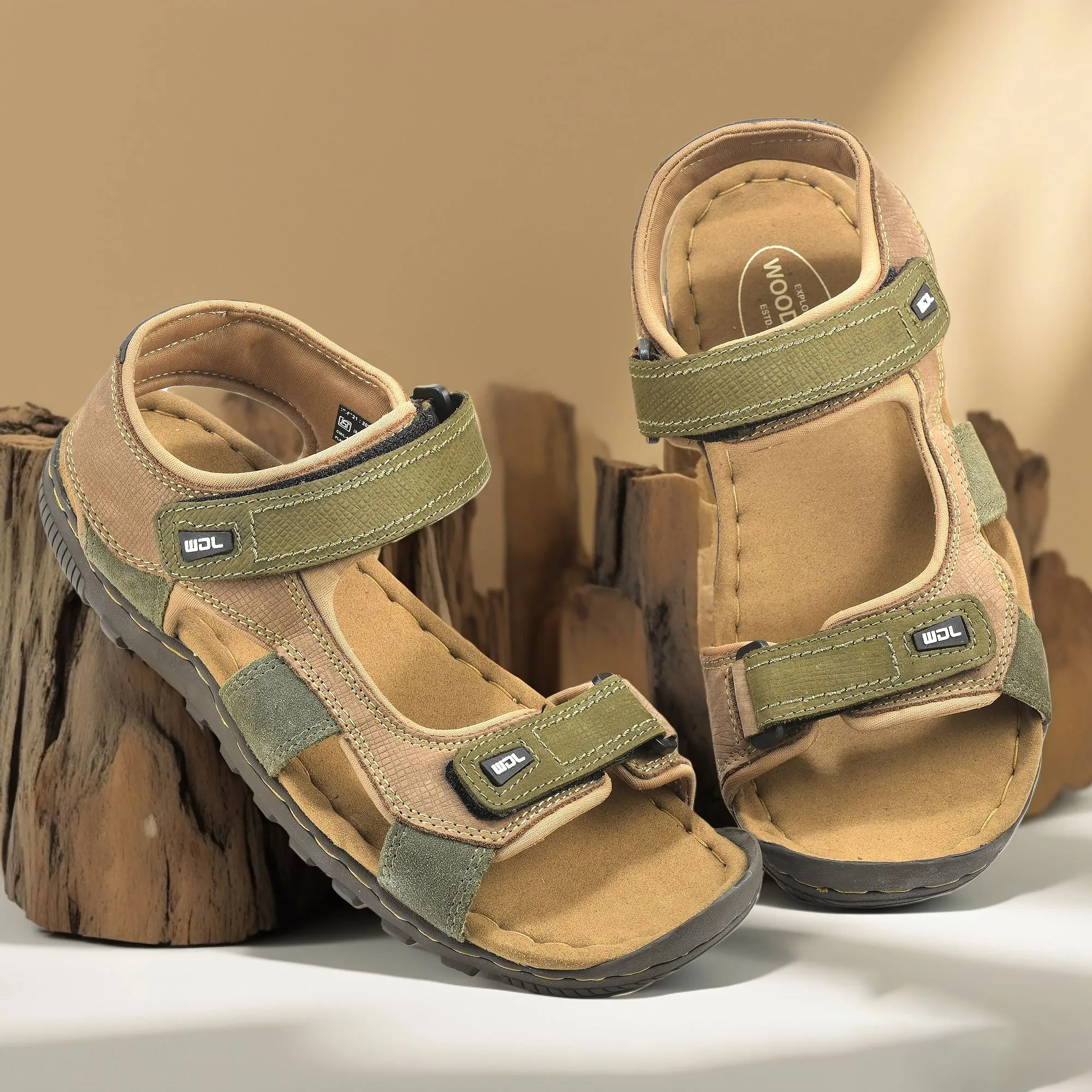 Camel Nubuk Sandals For Men - Thumbnail 8