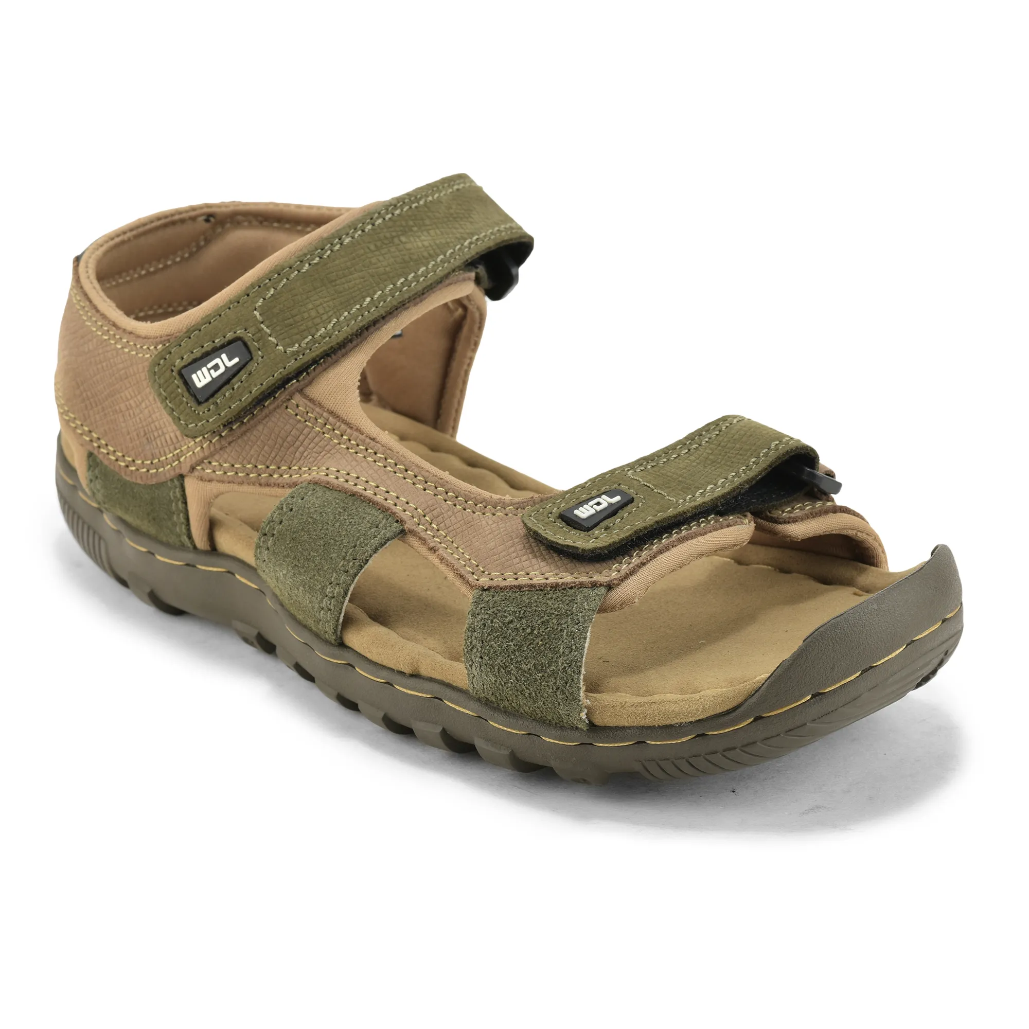 Khaki Nubuk Sandals For Men - Thumbnail 3