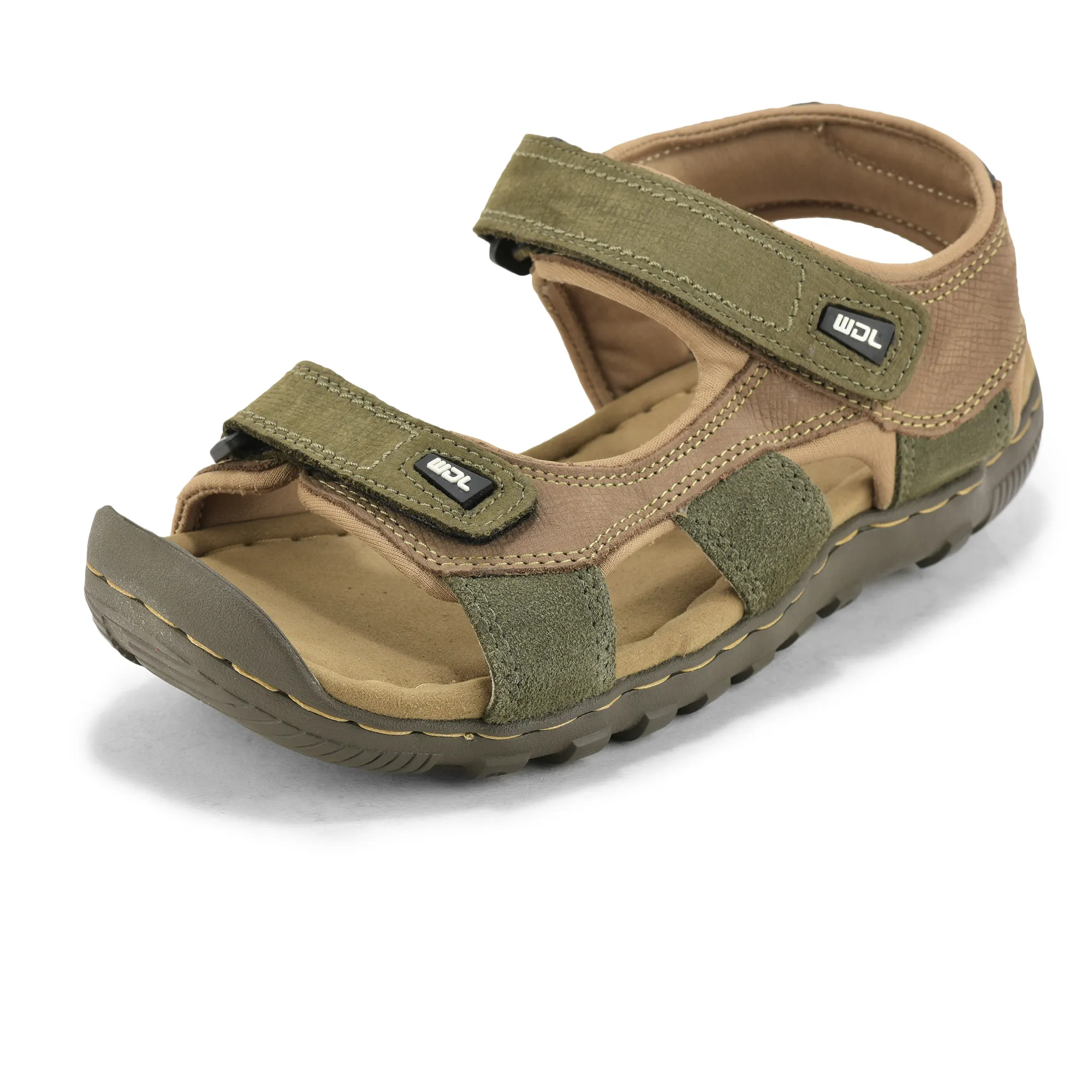 Khaki Nubuk Sandals For Men - Thumbnail 11