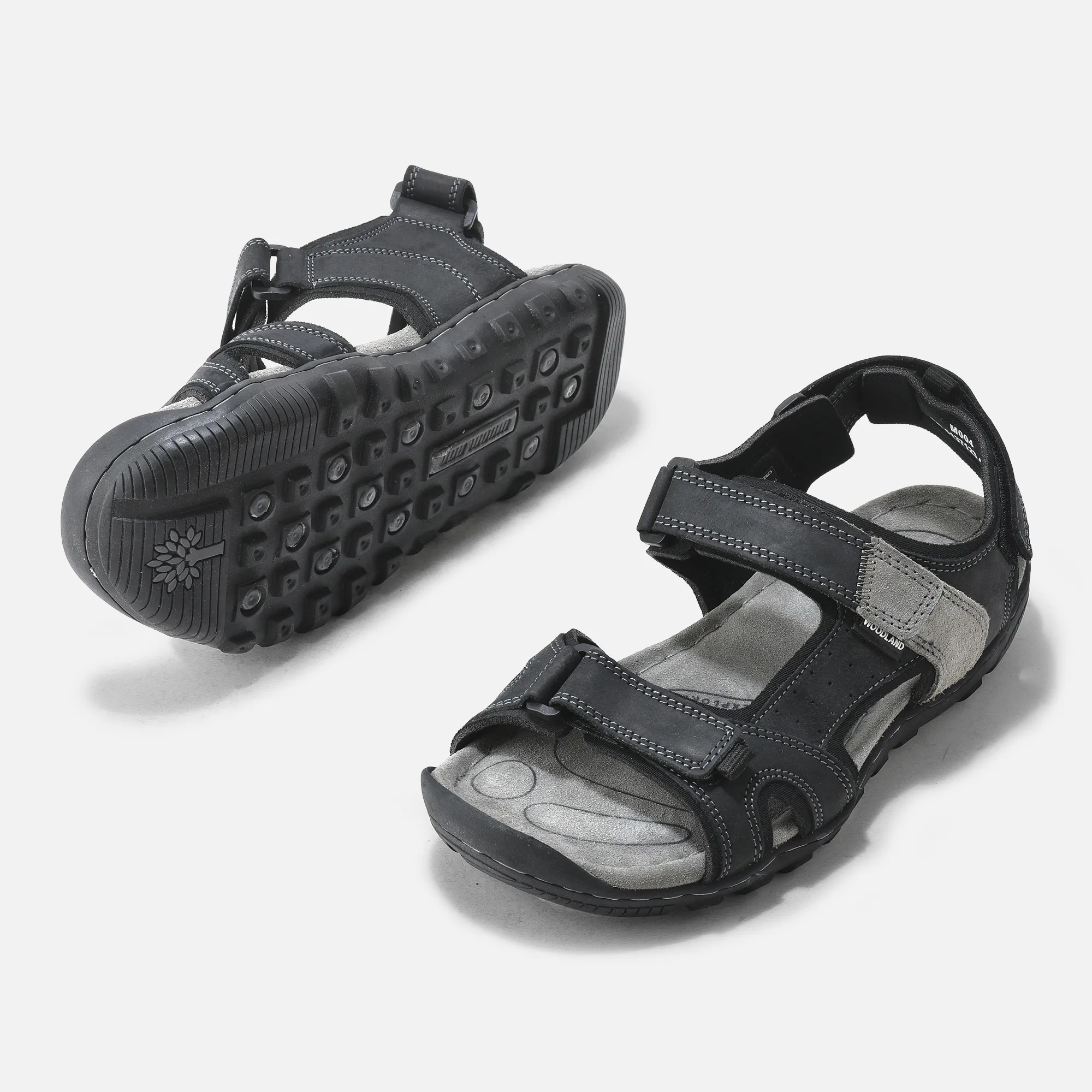 Classic Black Nubuck Men’s Sandals by Woodland

 - Thumbnail 3