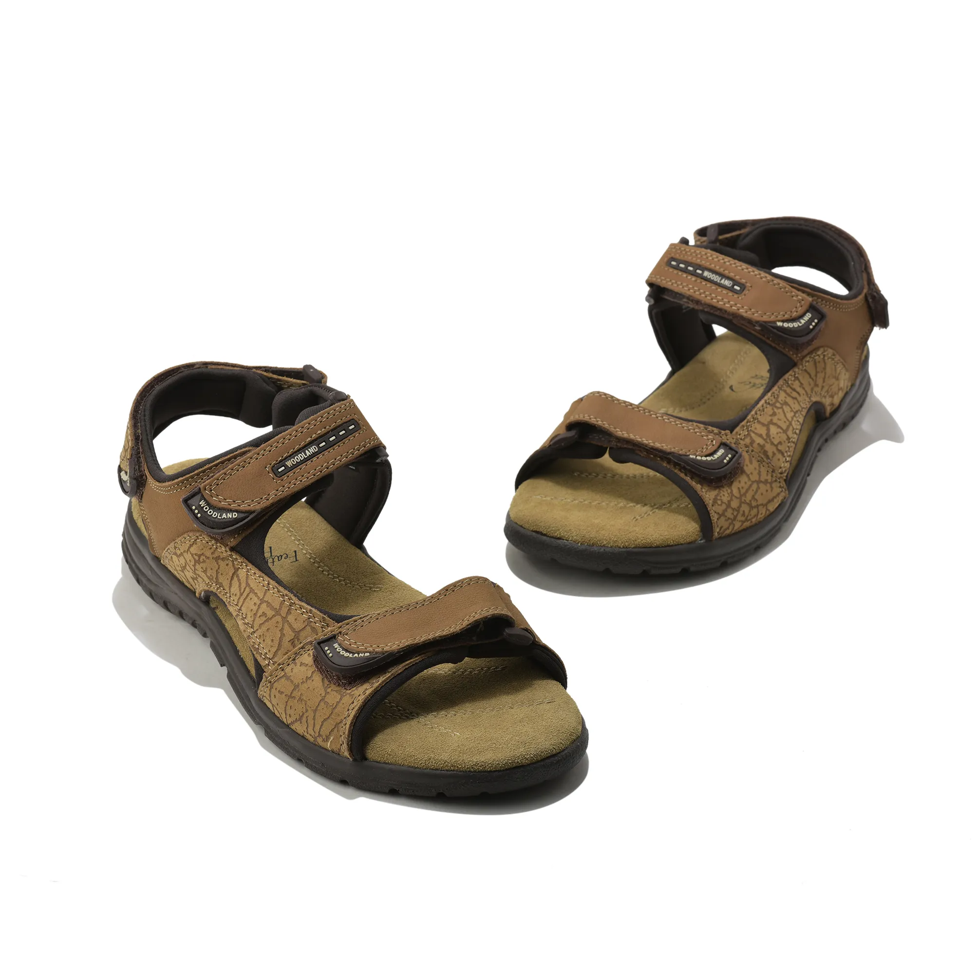 Camel TerraTrace Nubuk Print Men Sandal - Thumbnail 4