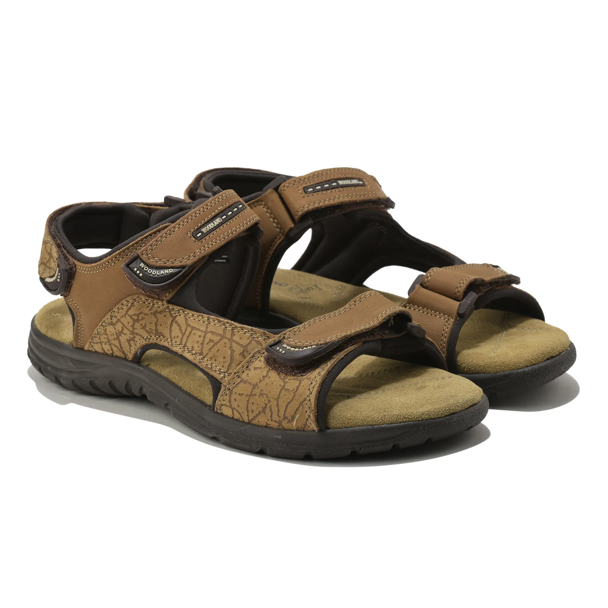 Camel TerraTrace Nubuk Print Men Sandal - Thumbnail 8