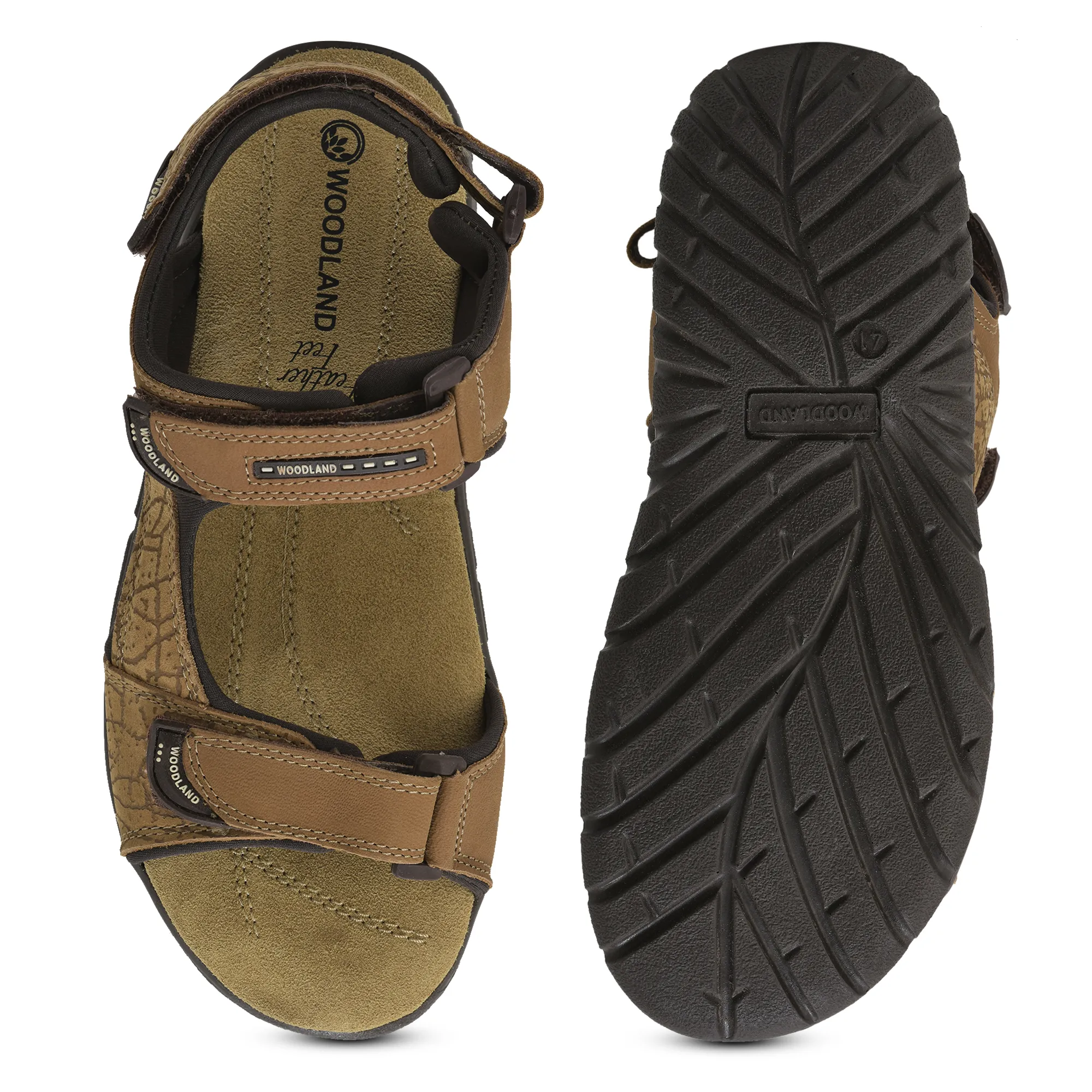 Camel TerraTrace Nubuk Print Men Sandal - Thumbnail 9