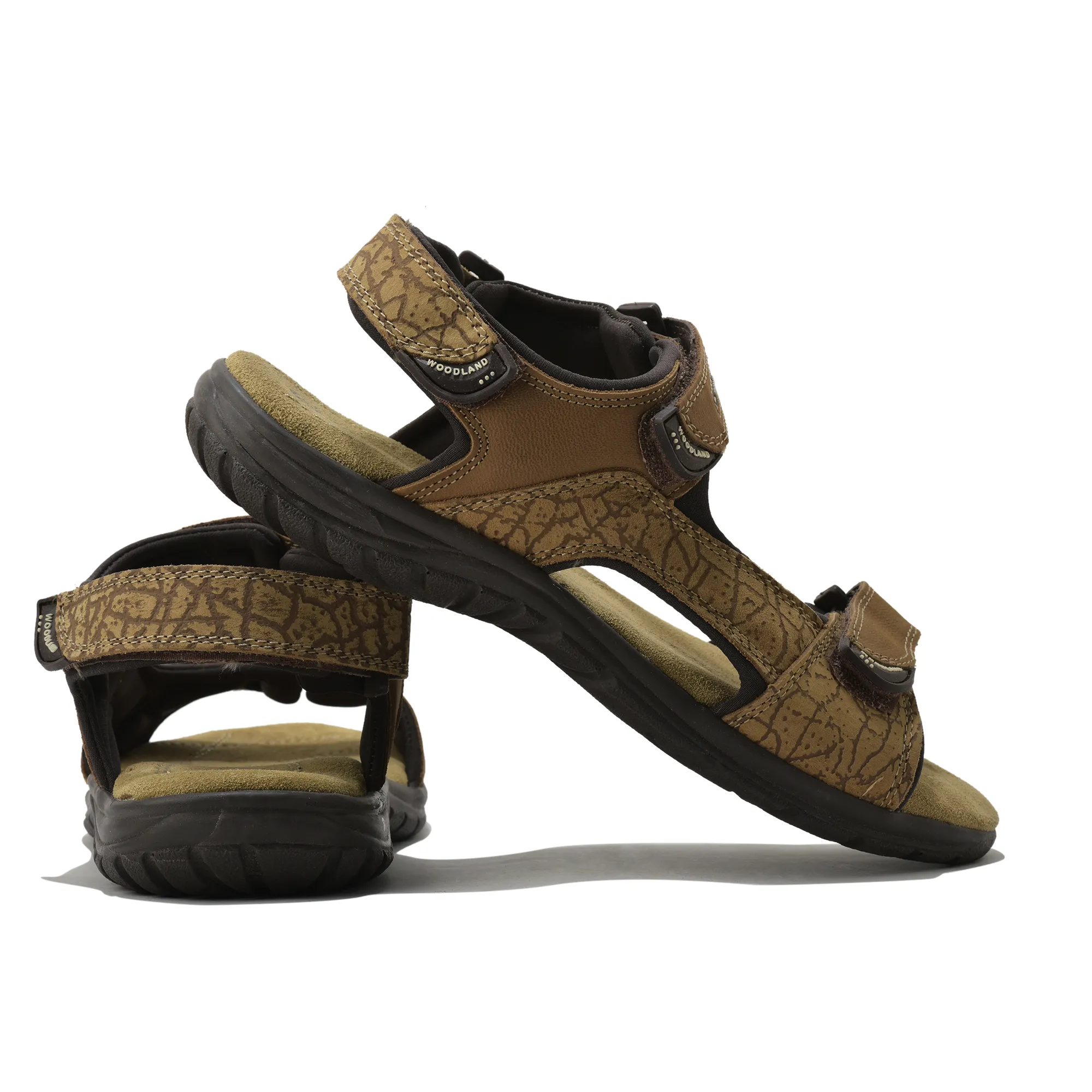 Camel TerraTrace Nubuk Print Men Sandal - Thumbnail 10
