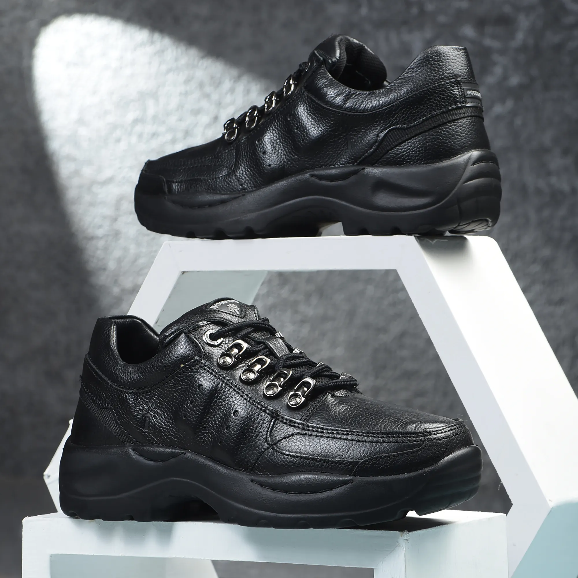 Men Black Softy Leather Casual Lace-Up Shoes - Thumbnail 9