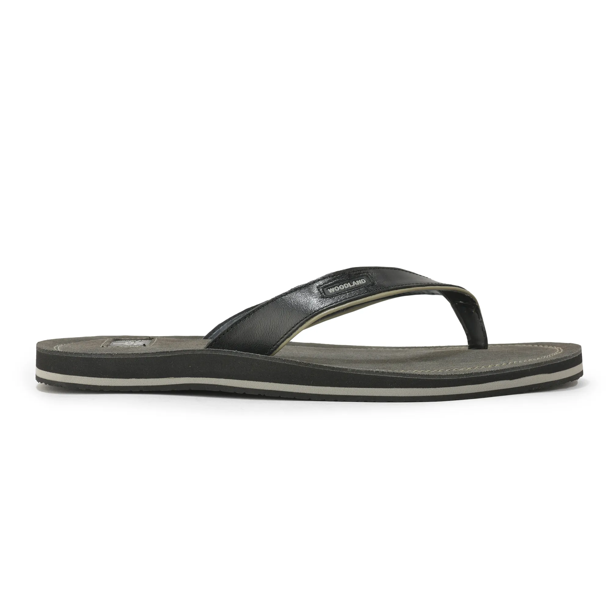 Woodland Modern Black Slippers For Men - Thumbnail 2