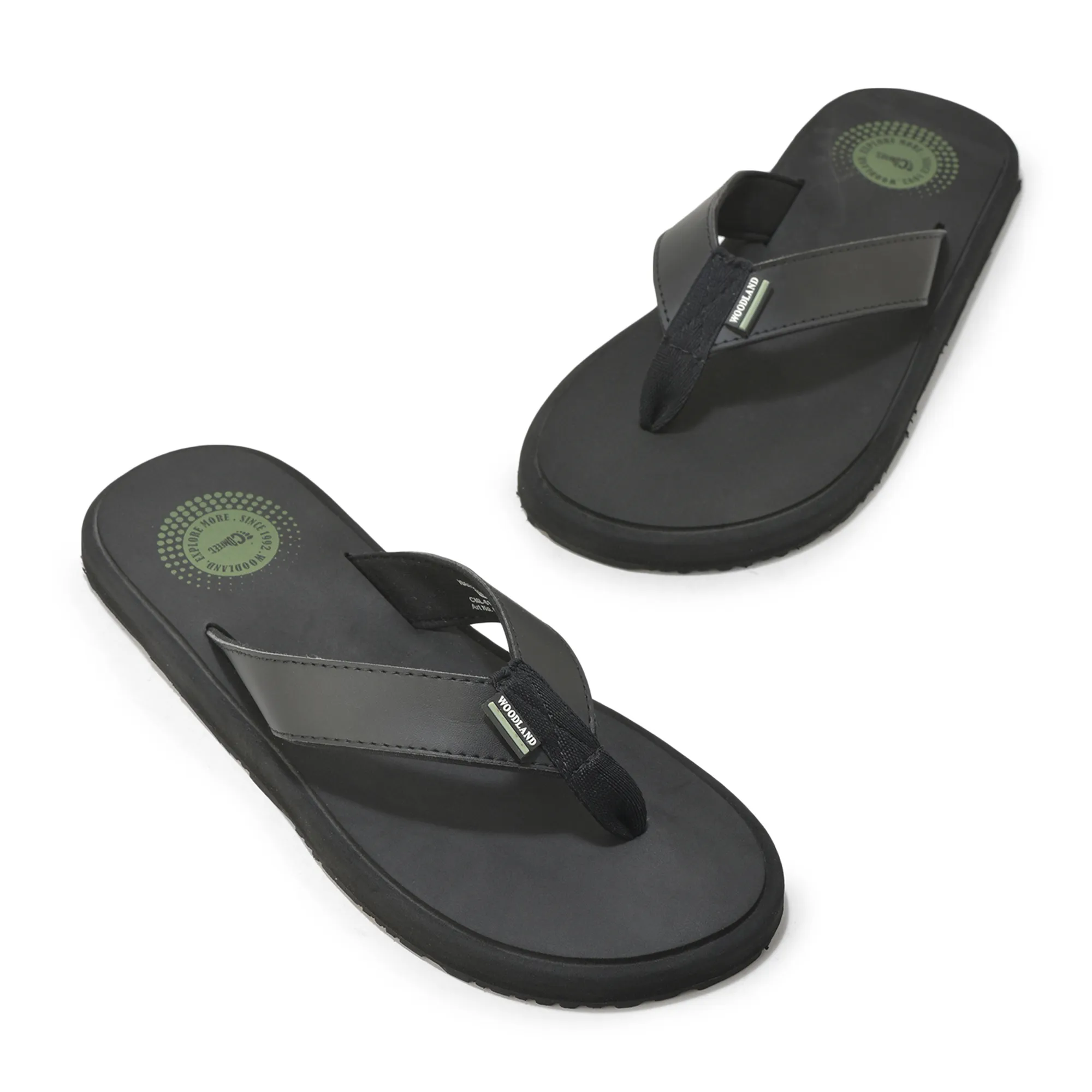 Woodland Men’s Black Comfort Grip Flip Flops - Thumbnail 4