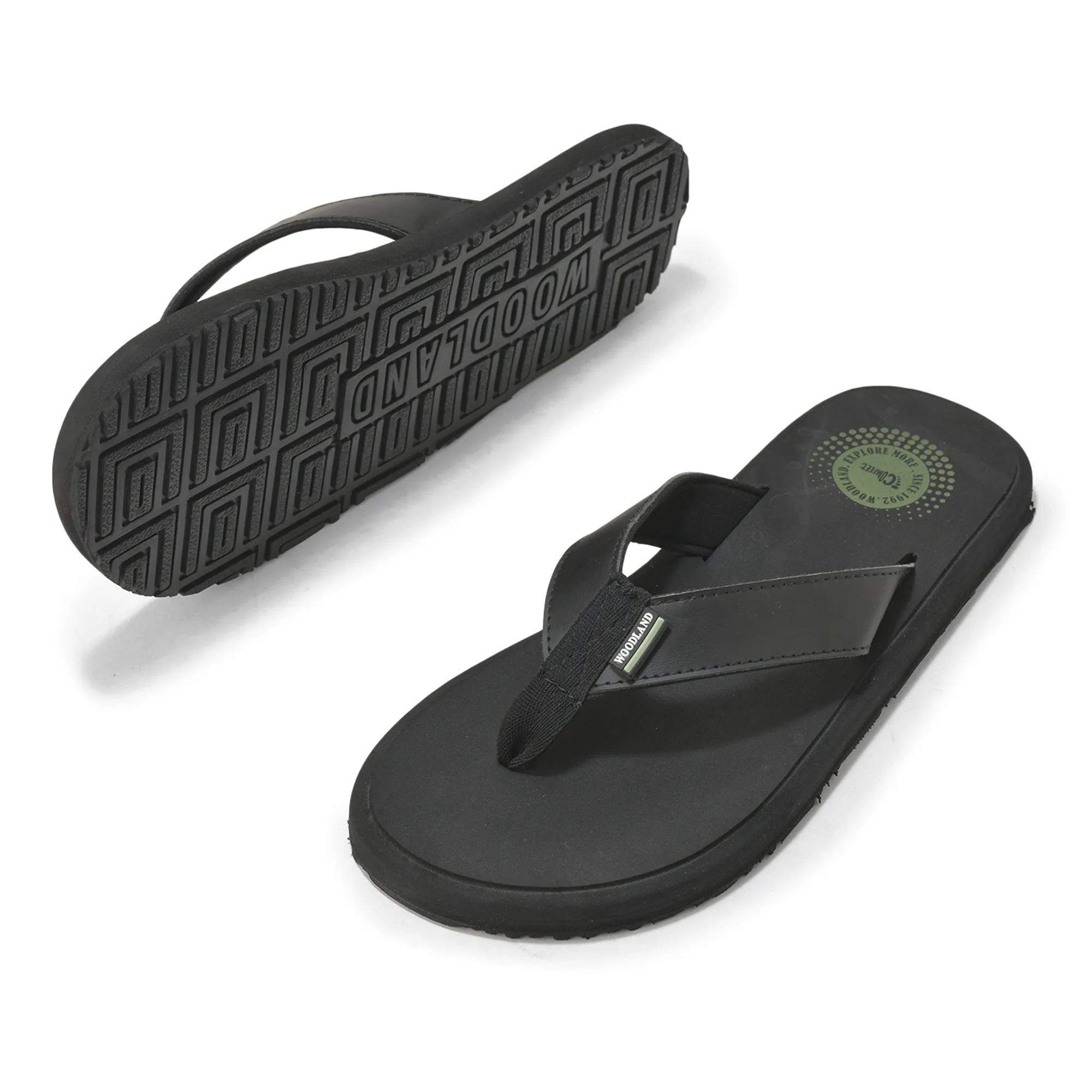 Woodland Men’s Black Comfort Grip Flip Flops - Thumbnail 6