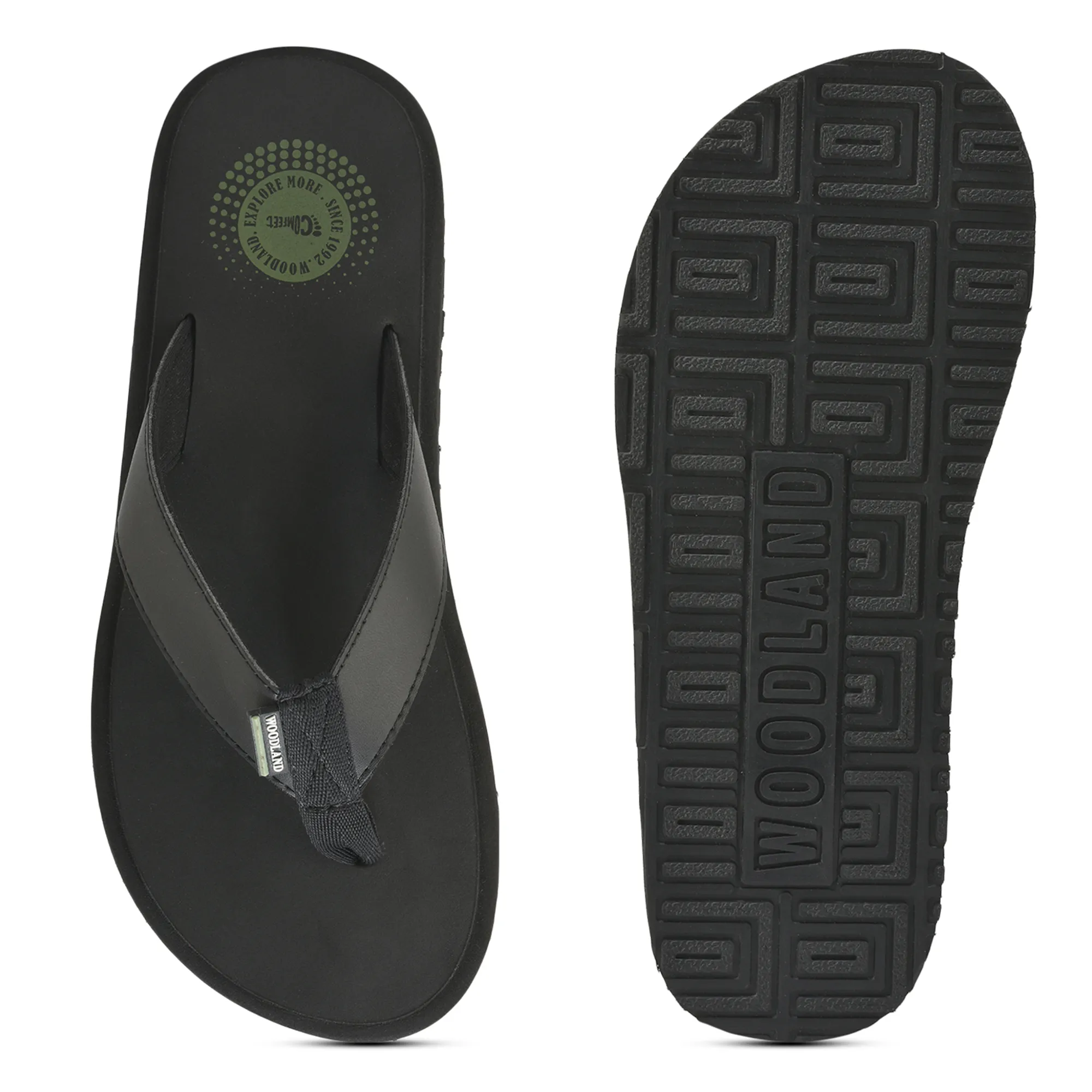 Woodland Men’s Black Comfort Grip Flip Flops - Thumbnail 9