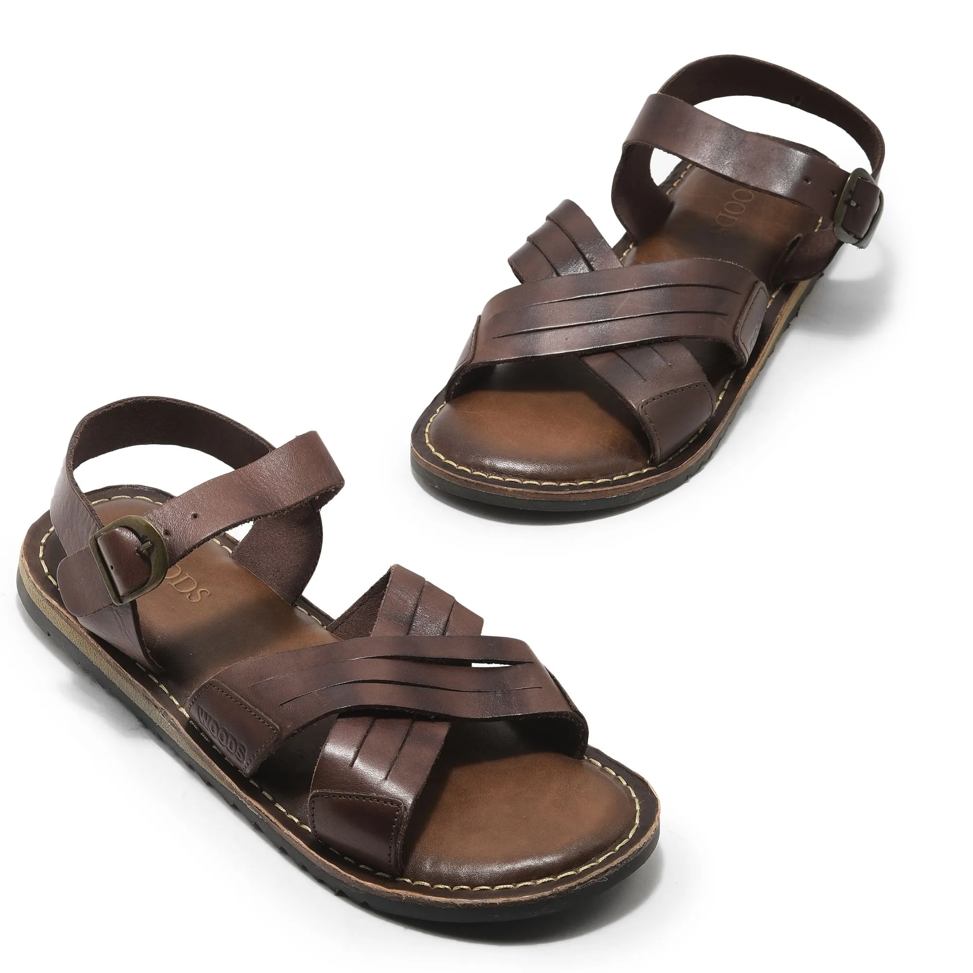 Brown Leather Sandal for Men - Thumbnail 2