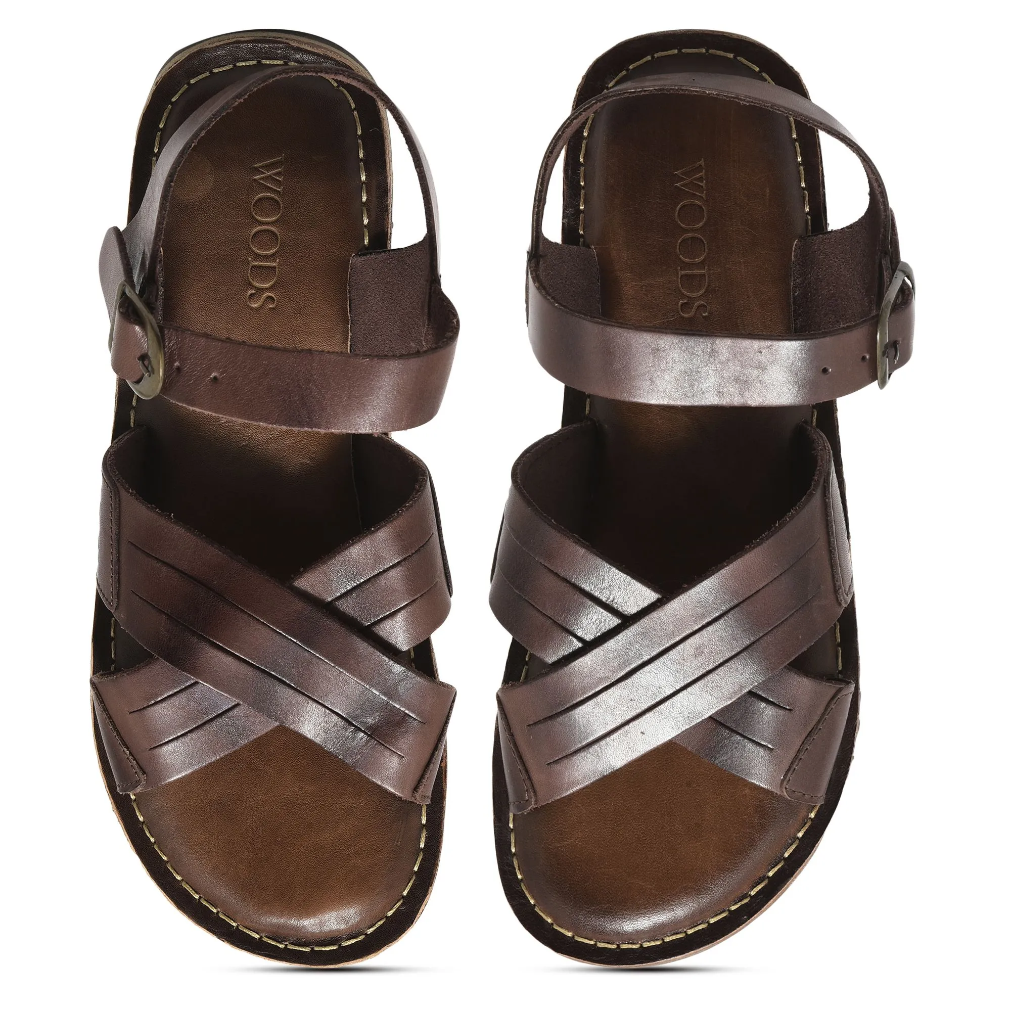 Brown Leather Sandal for Men - Thumbnail 3