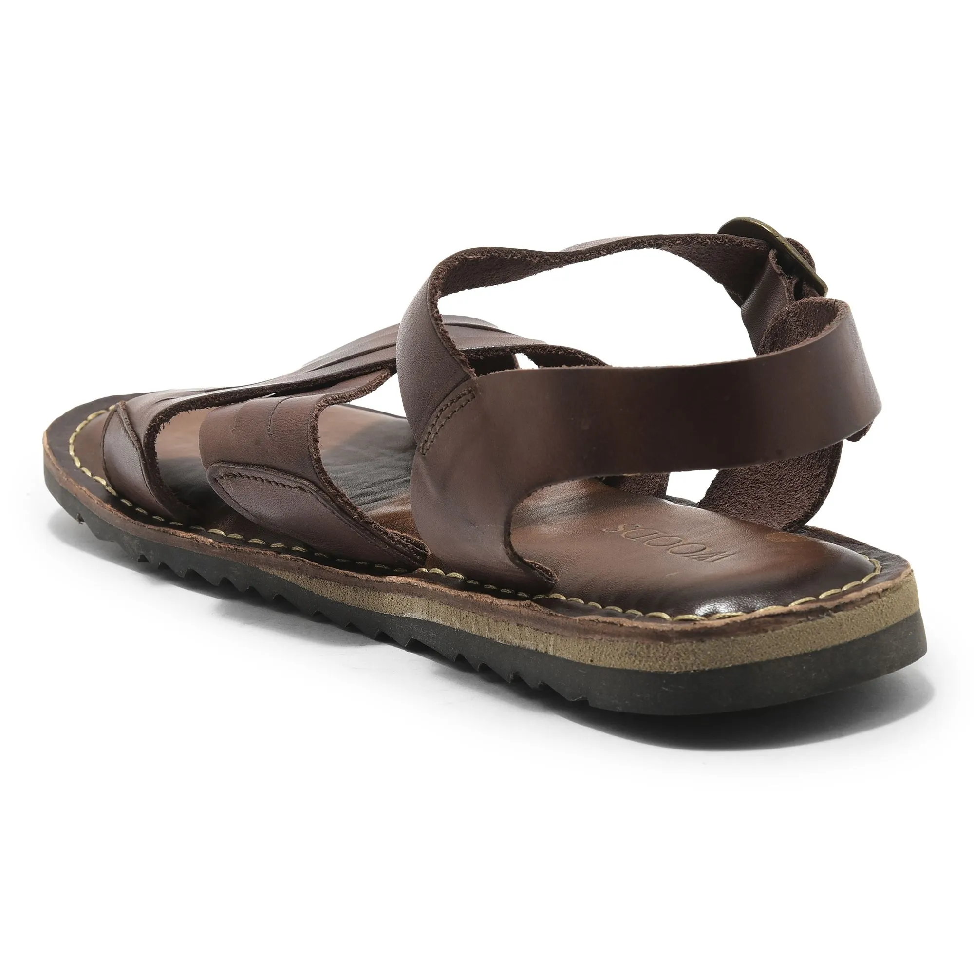 Brown Leather Sandal for Men - Thumbnail 5