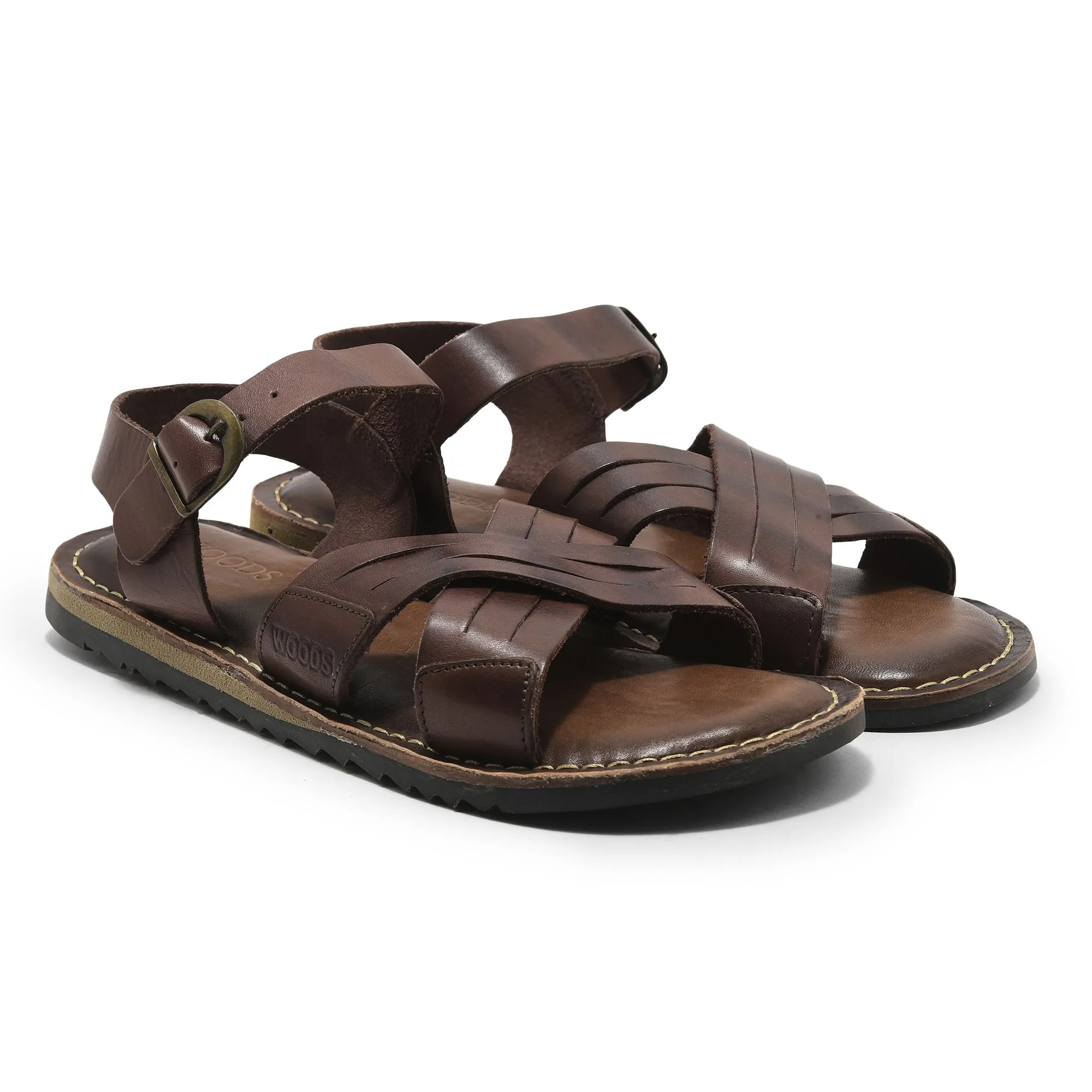 Brown Leather Sandal for Men - Thumbnail 6
