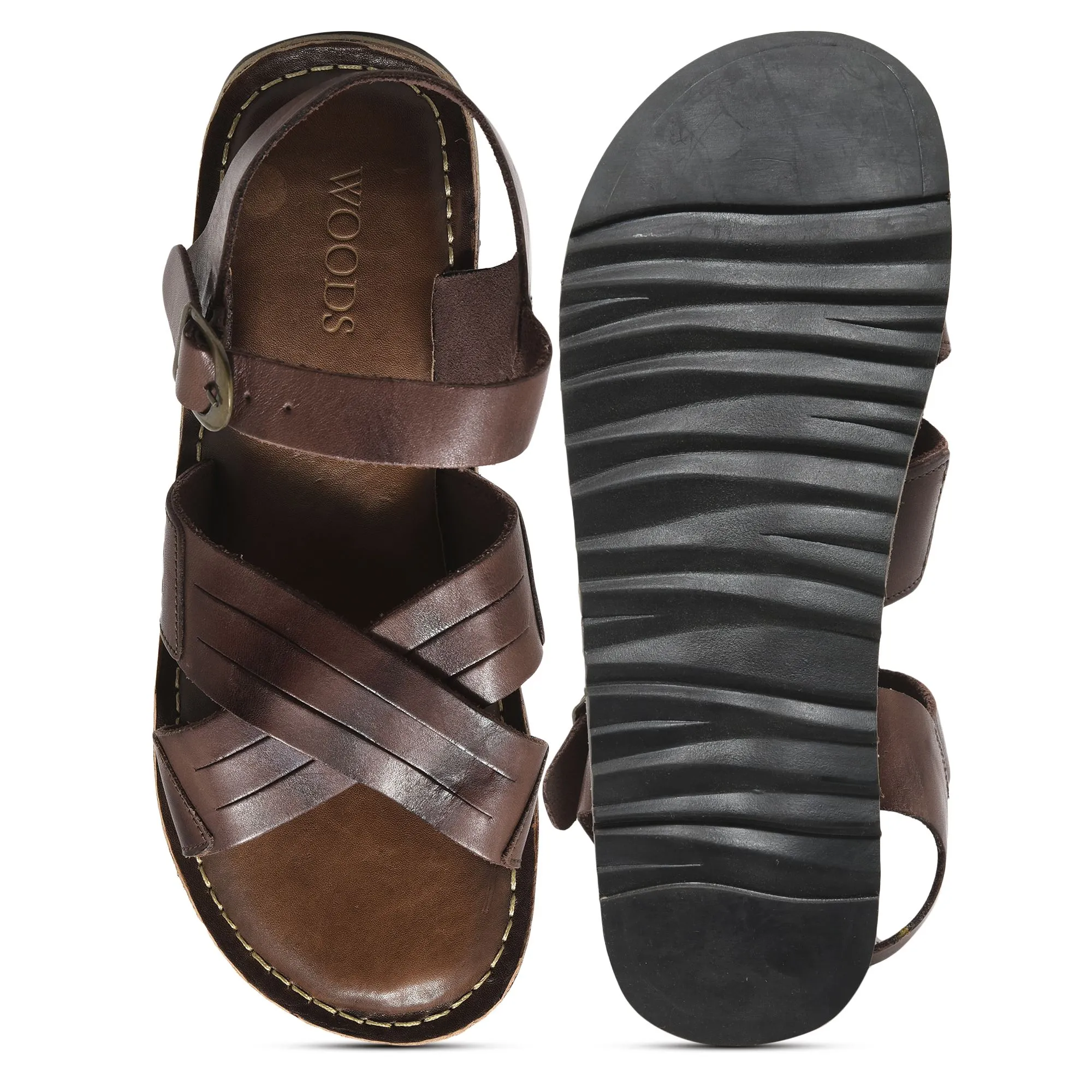 Brown Leather Sandal for Men - Thumbnail 7