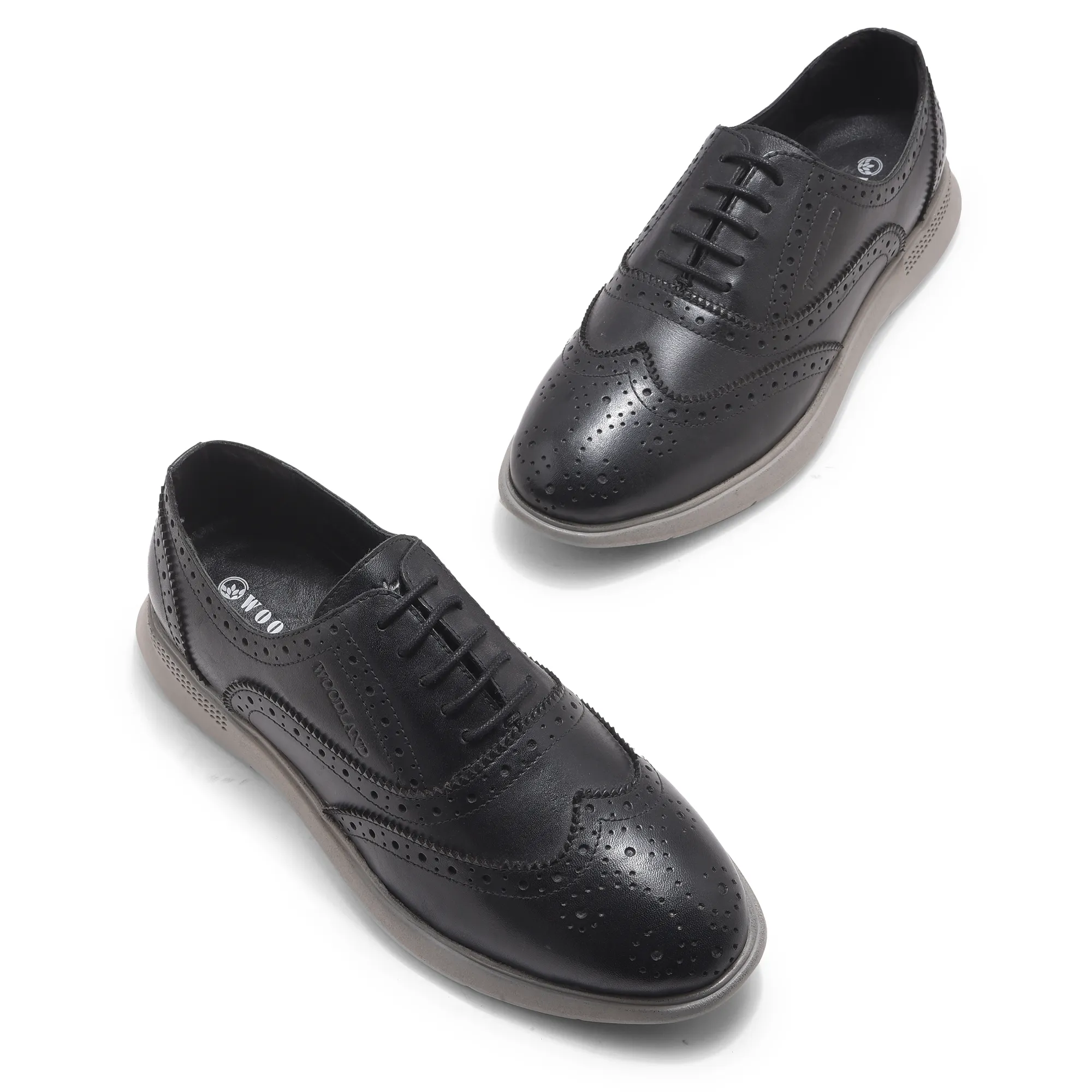 Woodland Black Softy Leather Crust Lace Shoes - Thumbnail 2