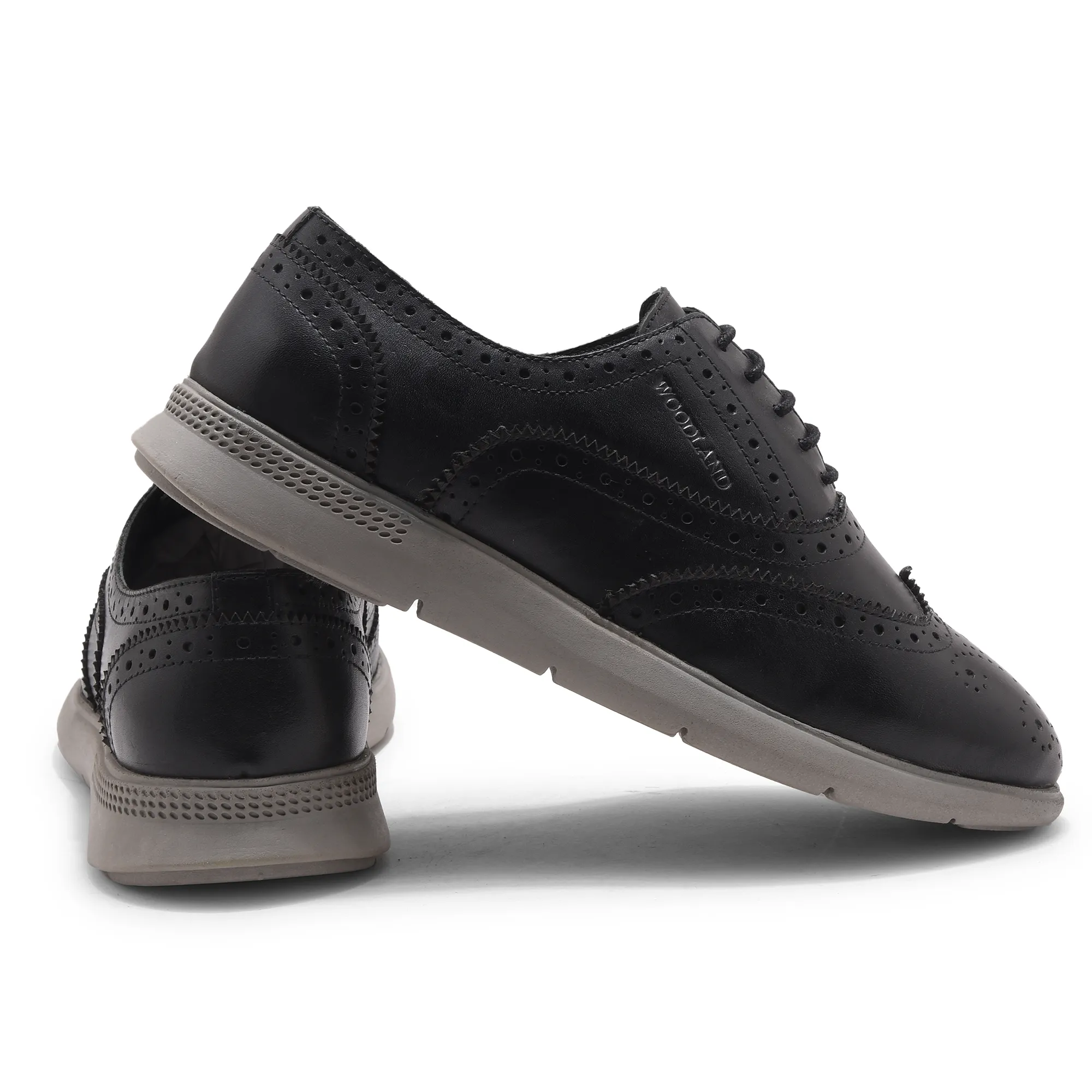 Woodland Black Softy Leather Crust Lace Shoes - Thumbnail 11