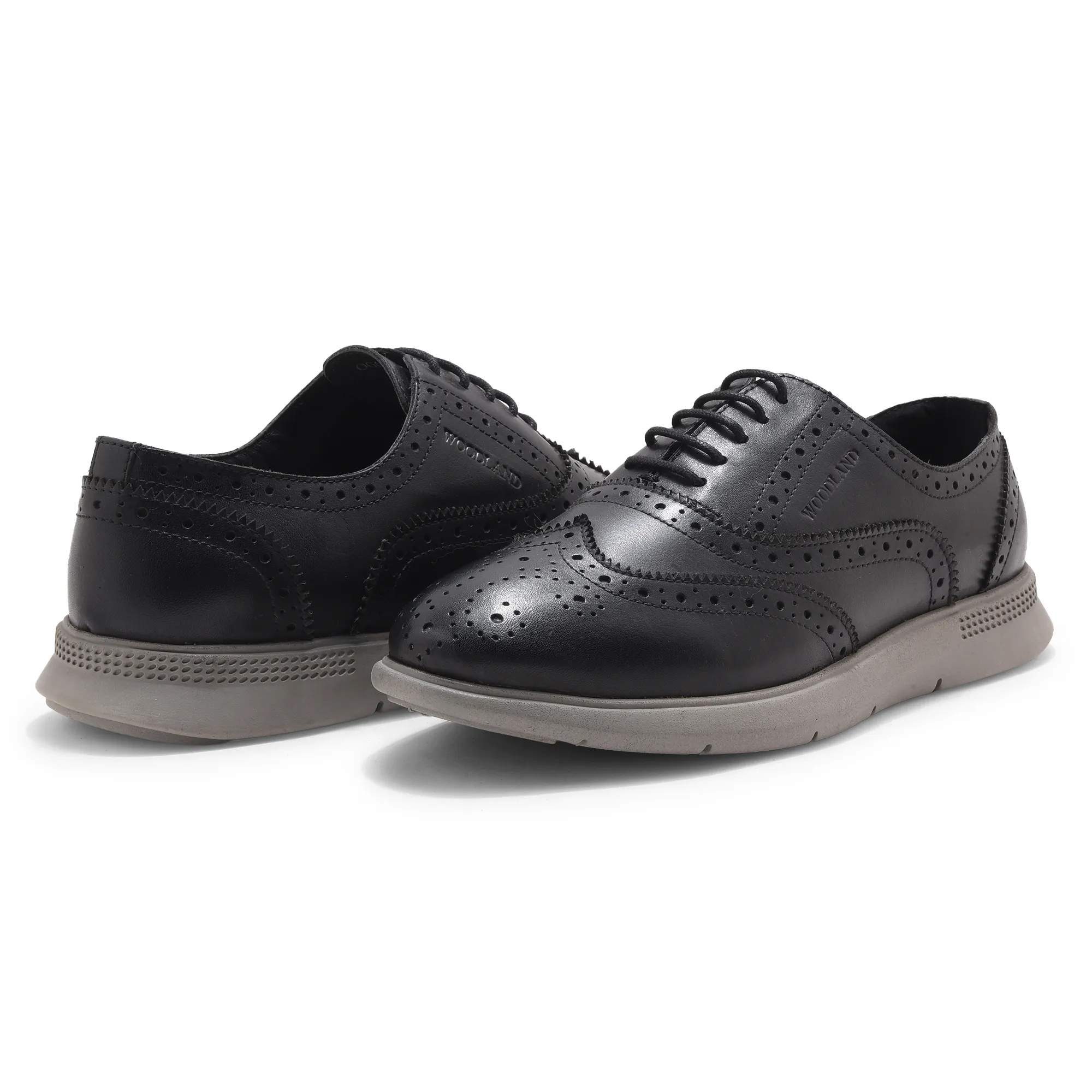 Woodland Black Softy Leather Crust Lace Shoes - Thumbnail 12