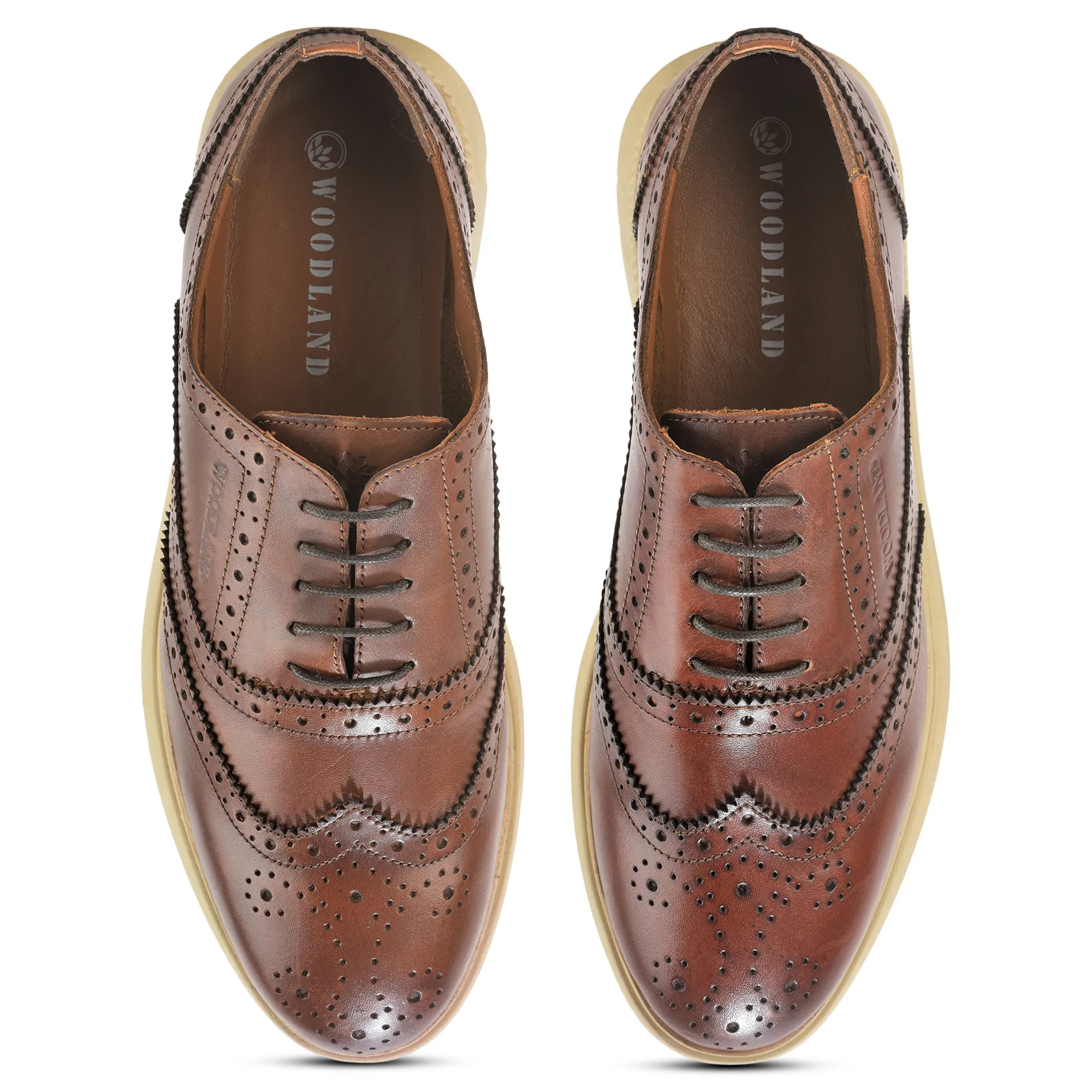 Woodland Brown Softy Leather Crust Lace Shoes - Thumbnail 3