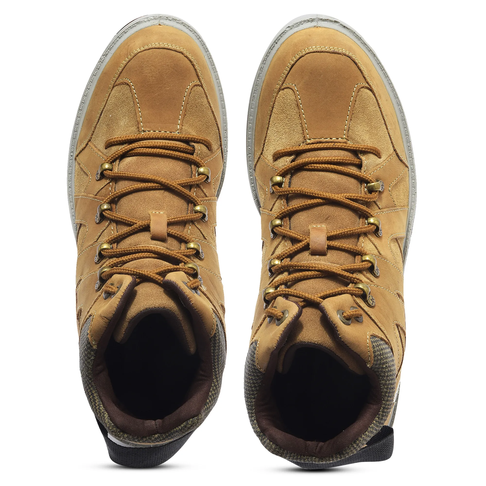 Woodland Men High-Top Camel Nubuk Boots - Thumbnail 4