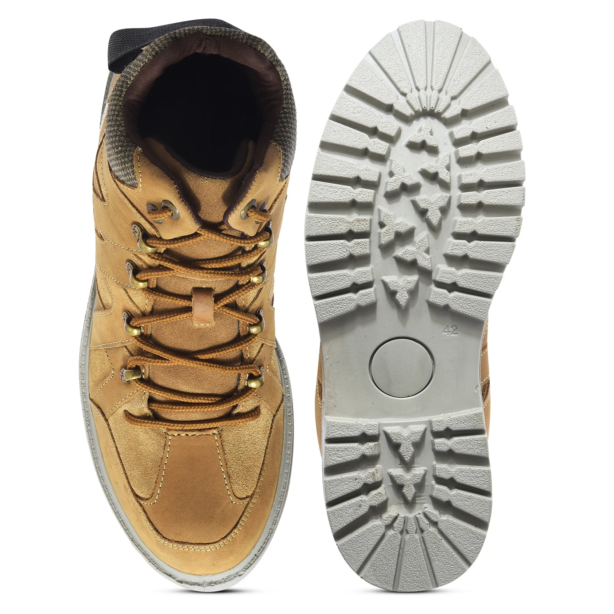 Woodland Men High-Top Camel Nubuk Boots - Thumbnail 8