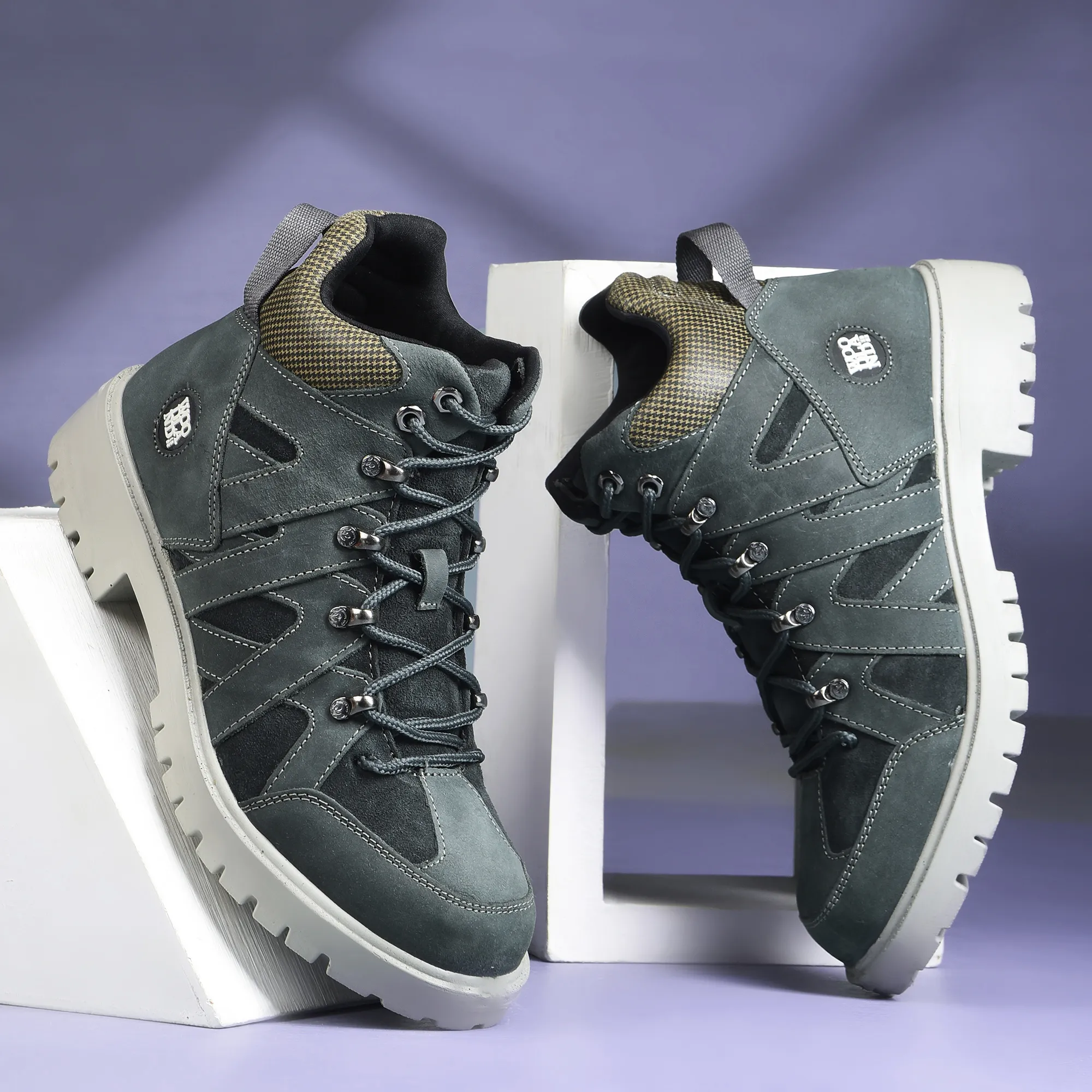 Woodland Men High-Top Dnavy Nubuk Boots - Thumbnail 9