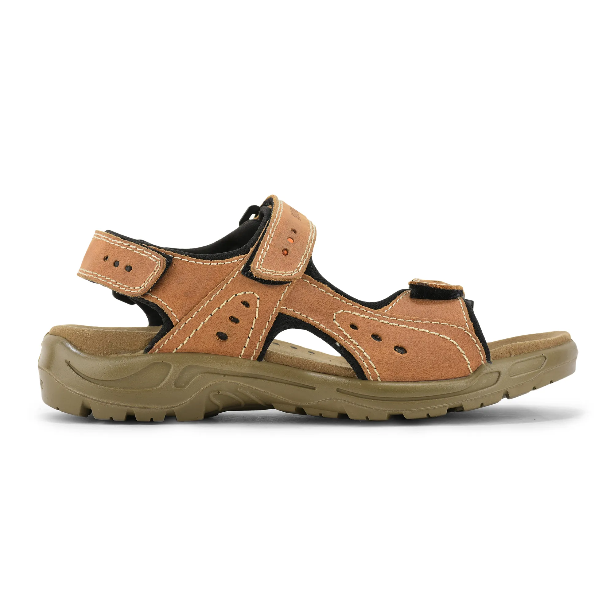 Nubuk Camel Sandals For Men - Thumbnail 2