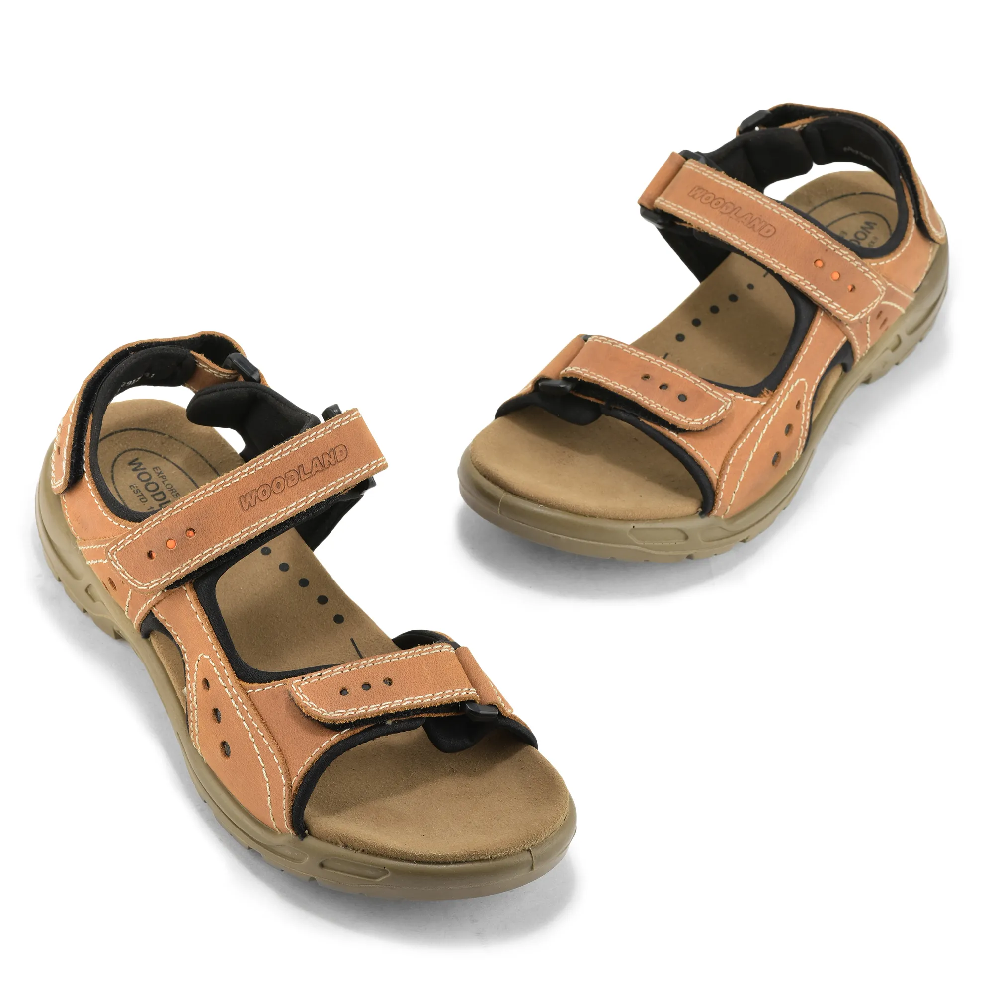 Nubuk Camel Sandals For Men - Thumbnail 4