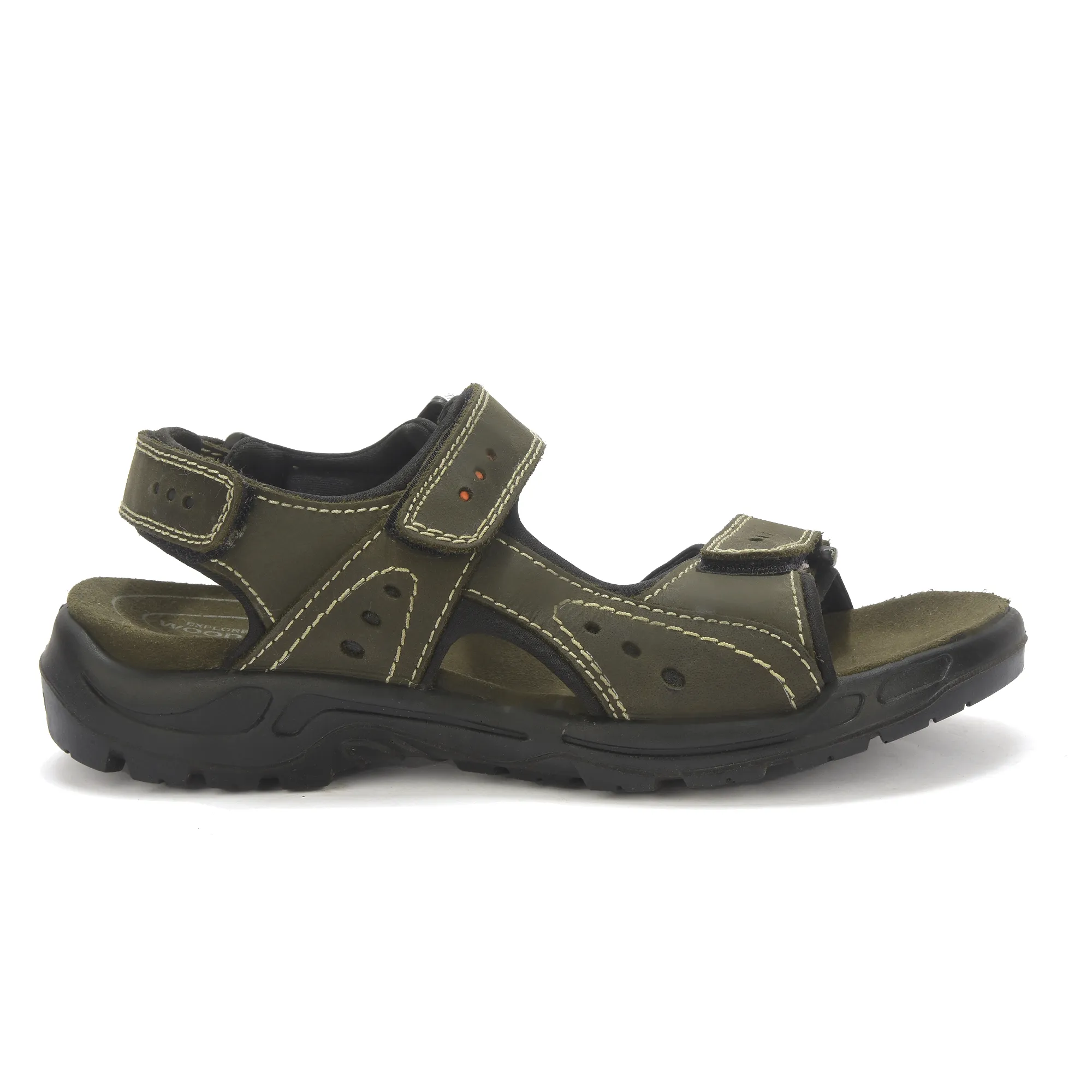 Nubuk Olive Green Sandals For Men - Thumbnail 2