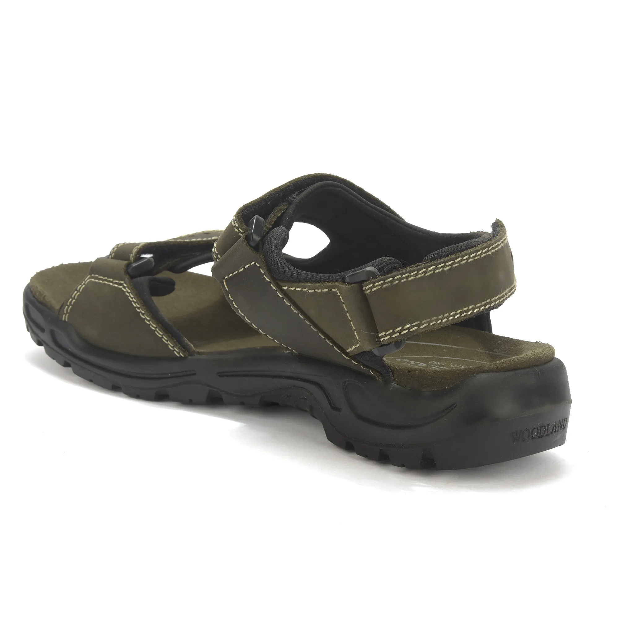 Nubuk Olive Green Sandals For Men - Thumbnail 7
