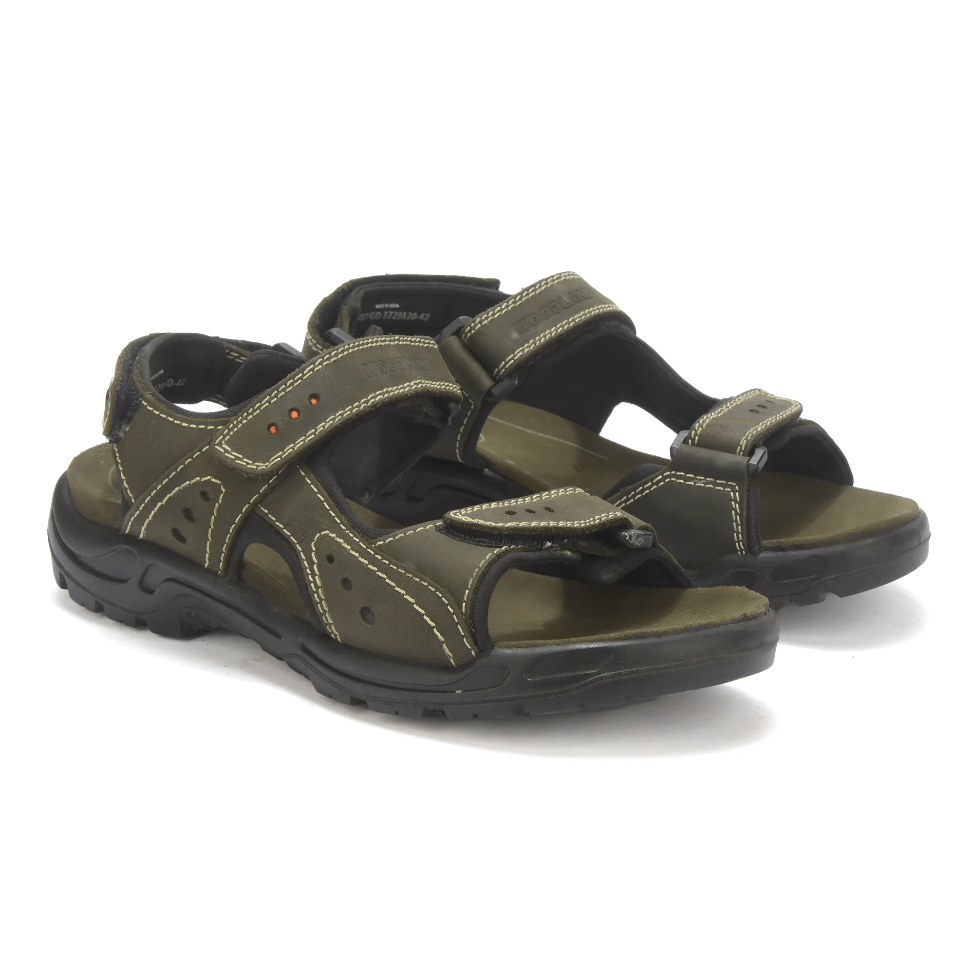 Nubuk Olive Green Sandals For Men - Thumbnail 8