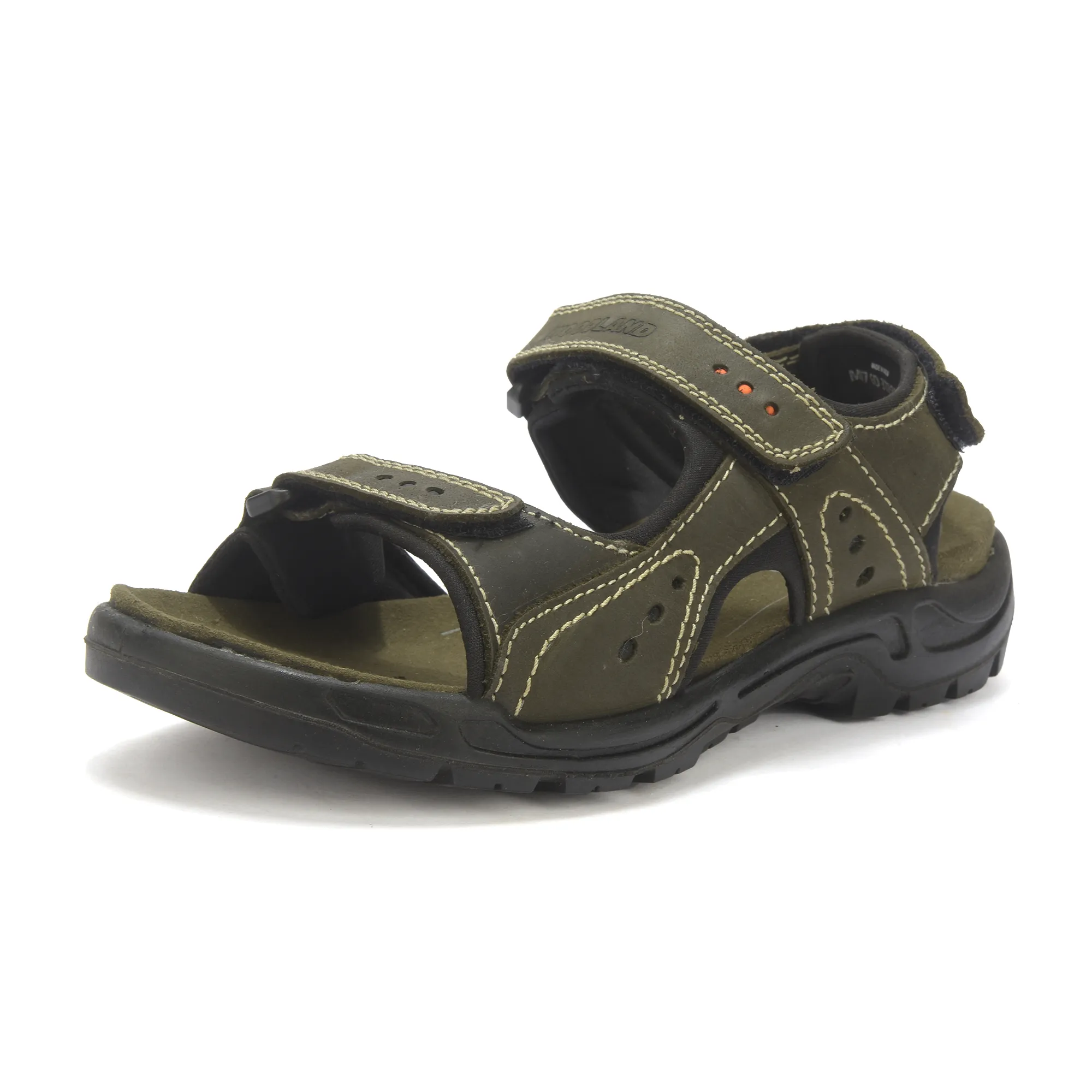 Nubuk Olive Green Sandals For Men - Thumbnail 11