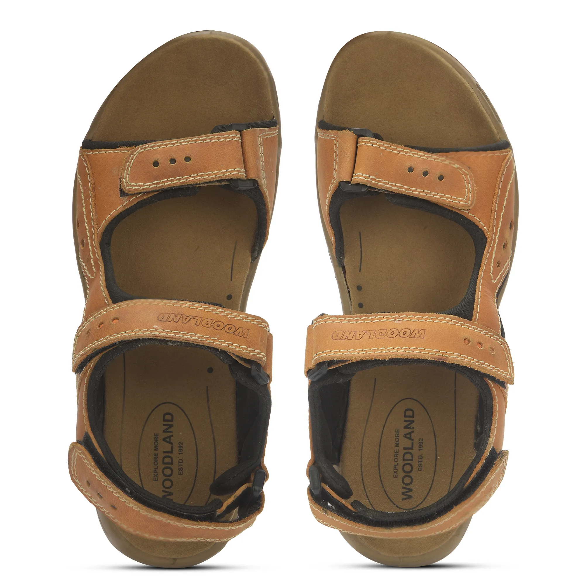 Nubuk Tan Sandals For Men - Thumbnail 5