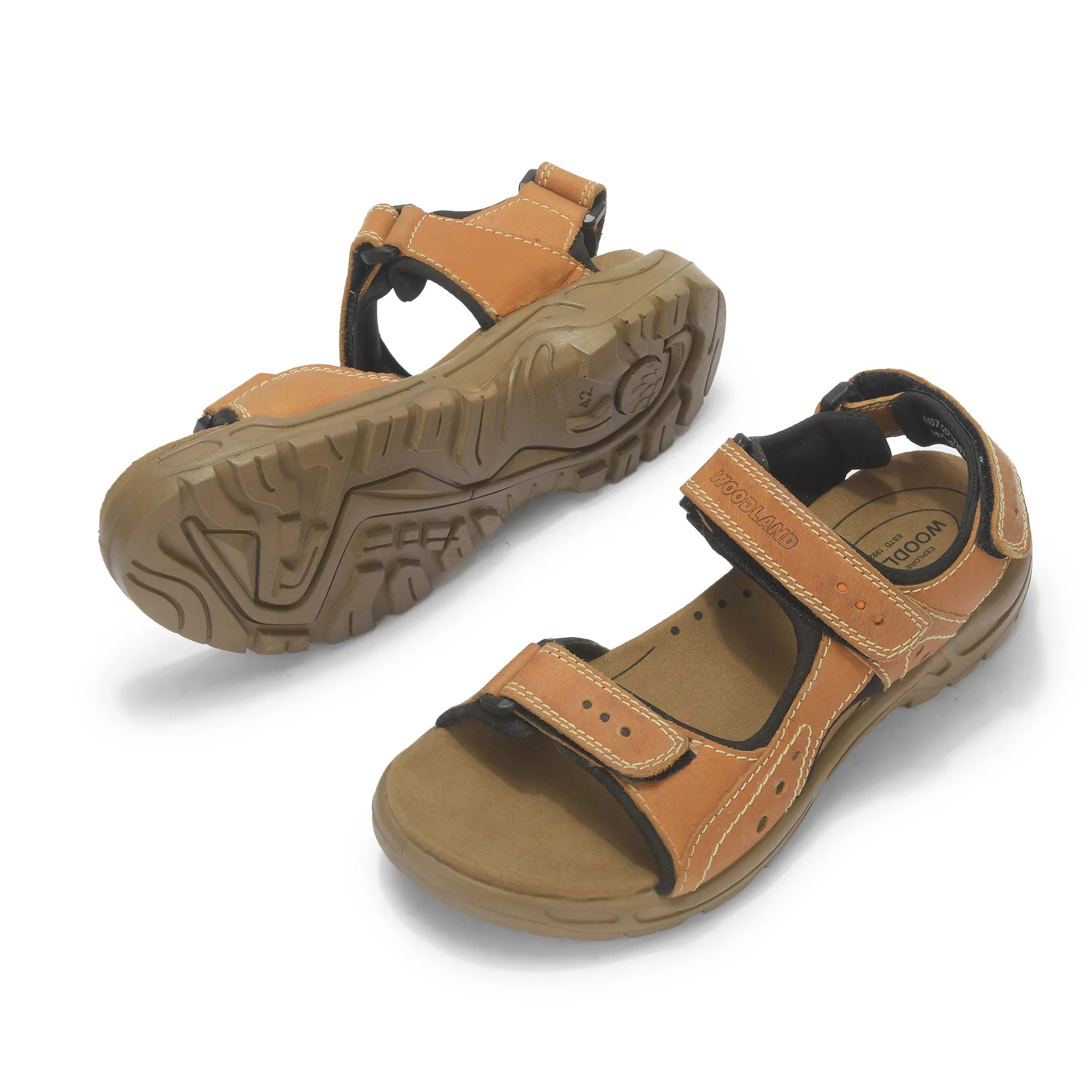 Nubuk Tan Sandals For Men - Thumbnail 6