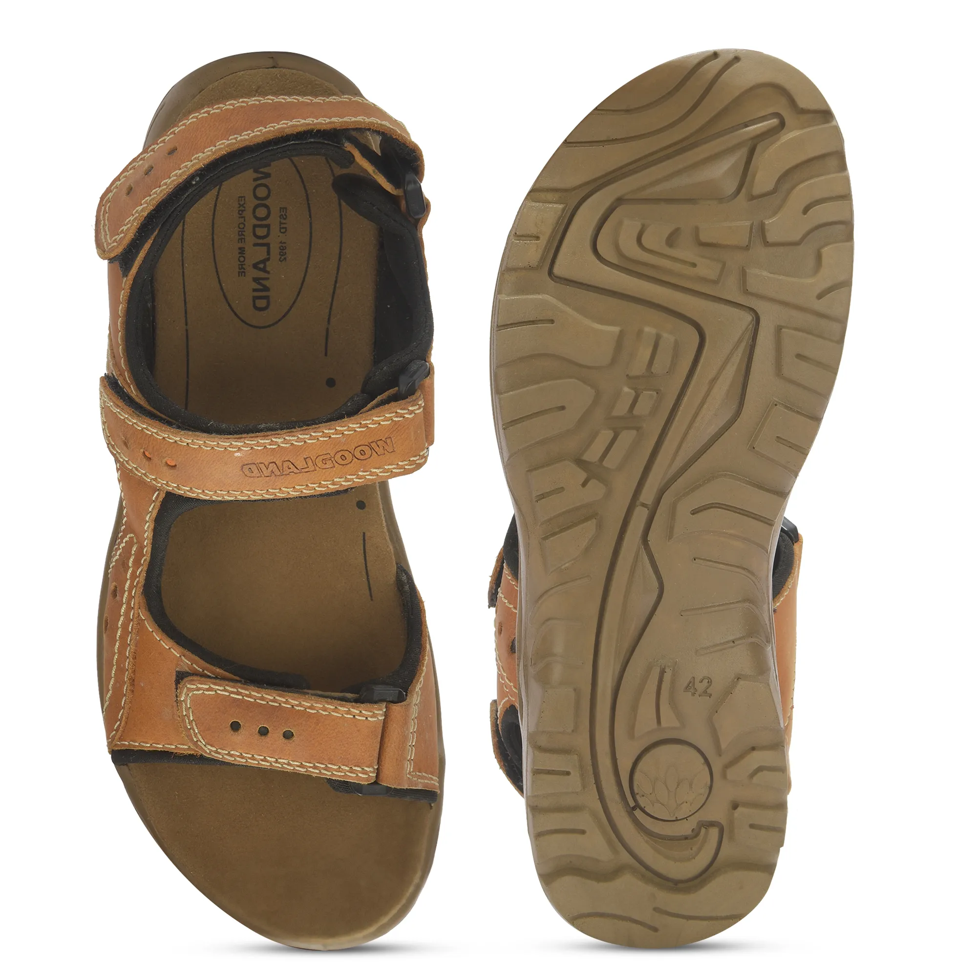 Nubuk Tan Sandals For Men - Thumbnail 9
