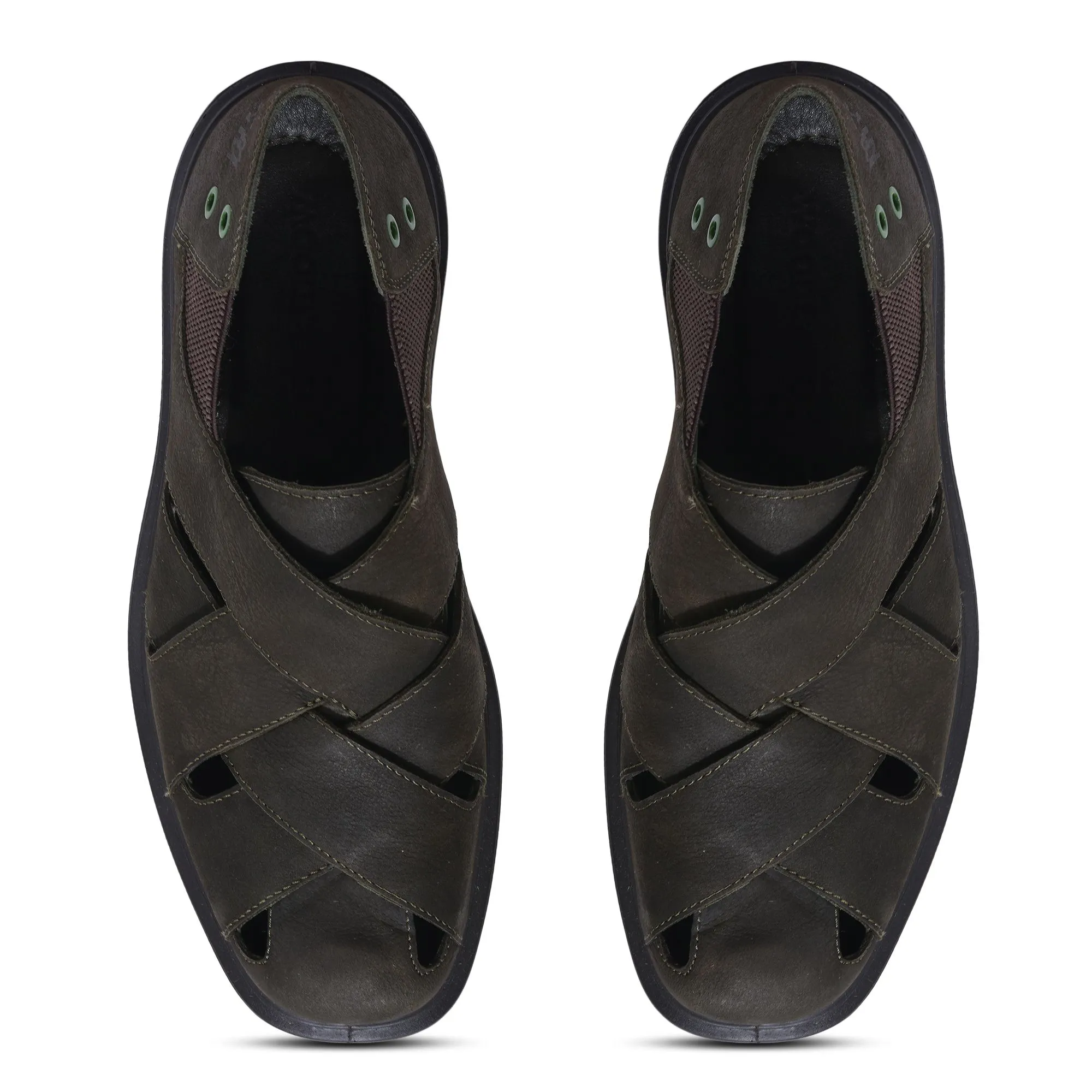 Olive green closed toe sandal for men - Thumbnail 3