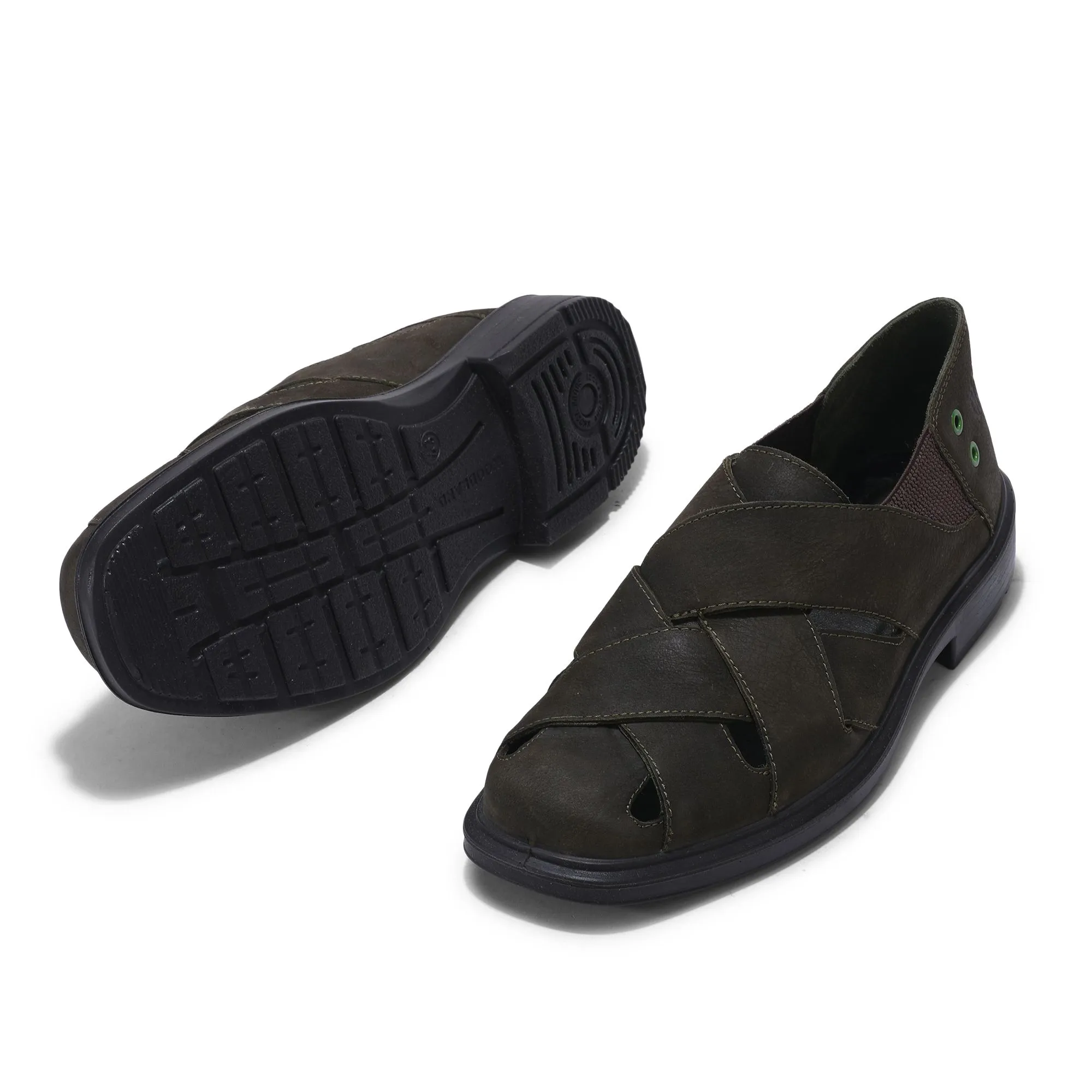 Olive green closed toe sandal for men - Thumbnail 4