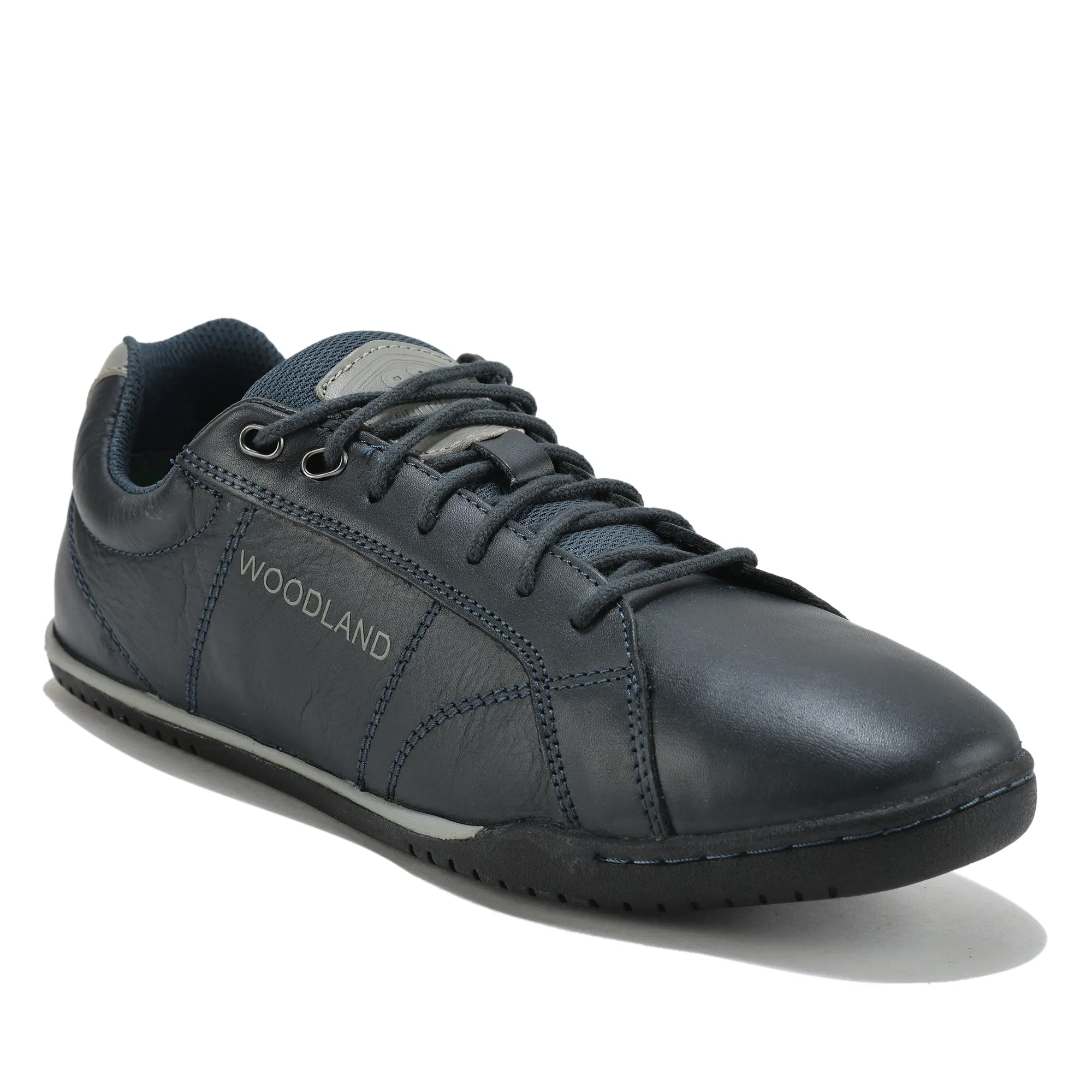 Men Navy Softy Nappa Leather Lace-Up Casual Shoes - Thumbnail 3